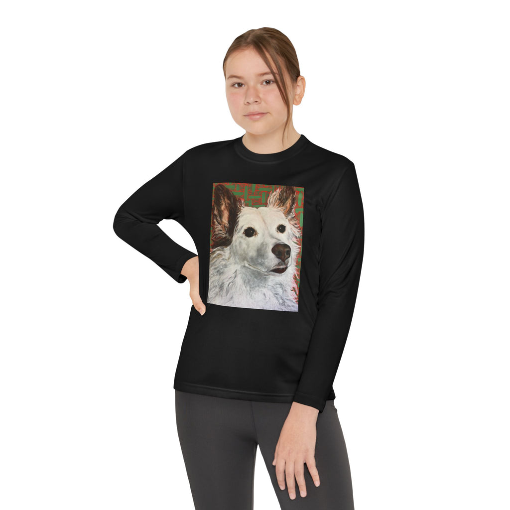 White Dog Portrait - Youth Long Sleeve Tee — White Dog Portrait Kids Shirt