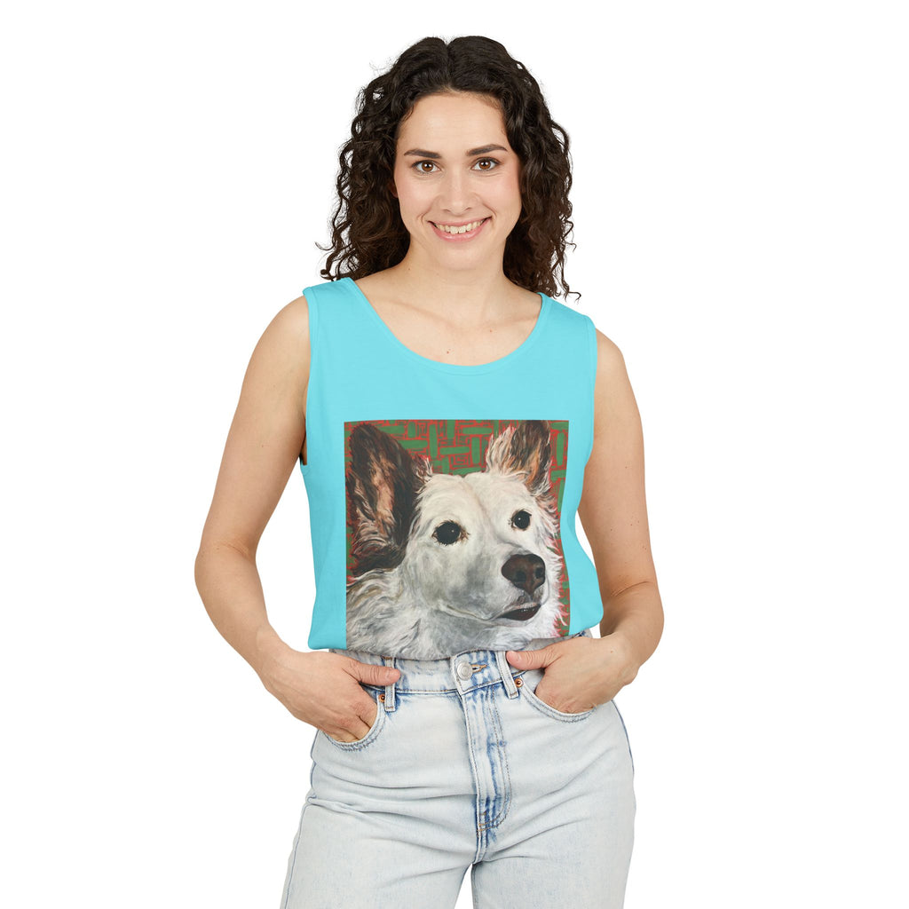 WhiteDog Portrait - Tank Top with Pop-Art Dog Portrait — Cute Pet Graphic Tank