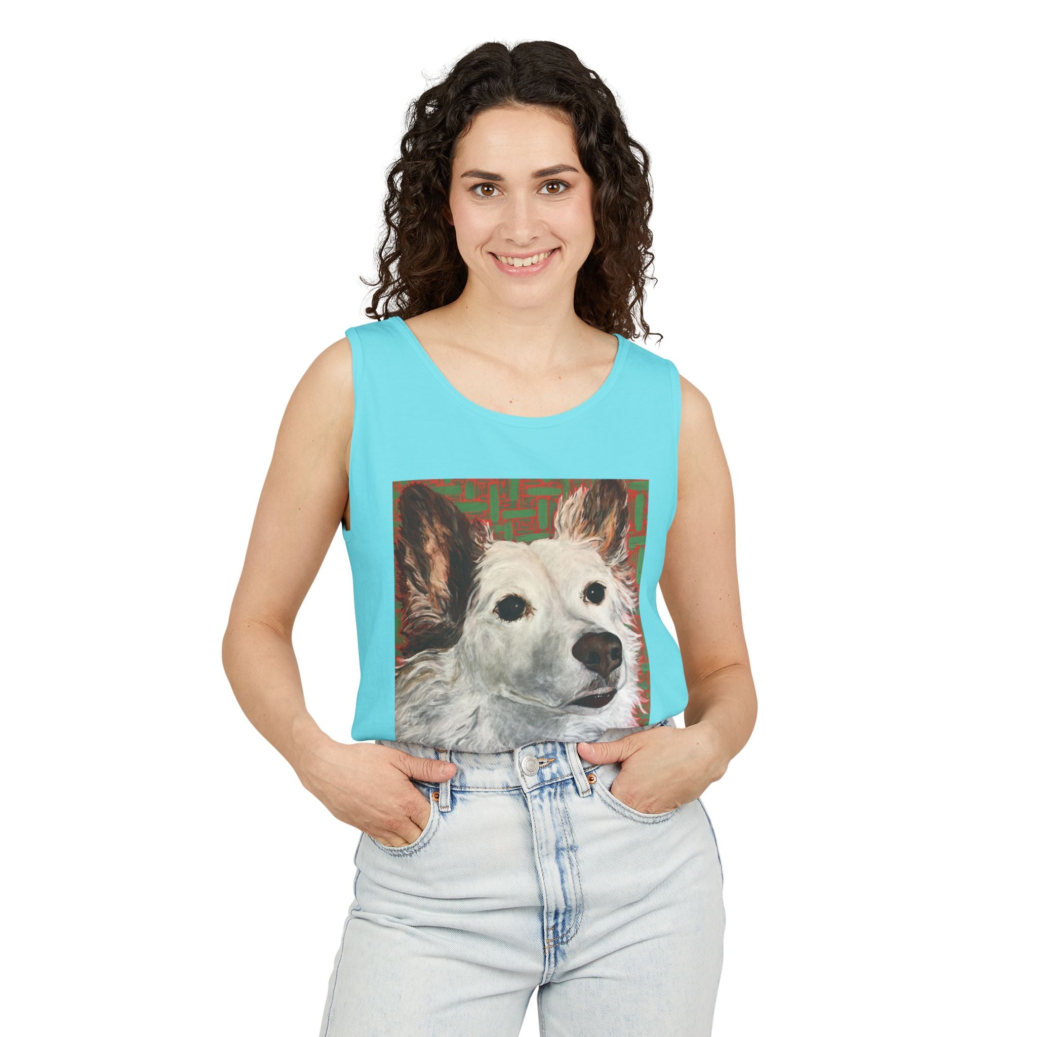 WhiteDog Portrait - Tank Top with Pop-Art Dog Portrait — Cute Pet Graphic Tank