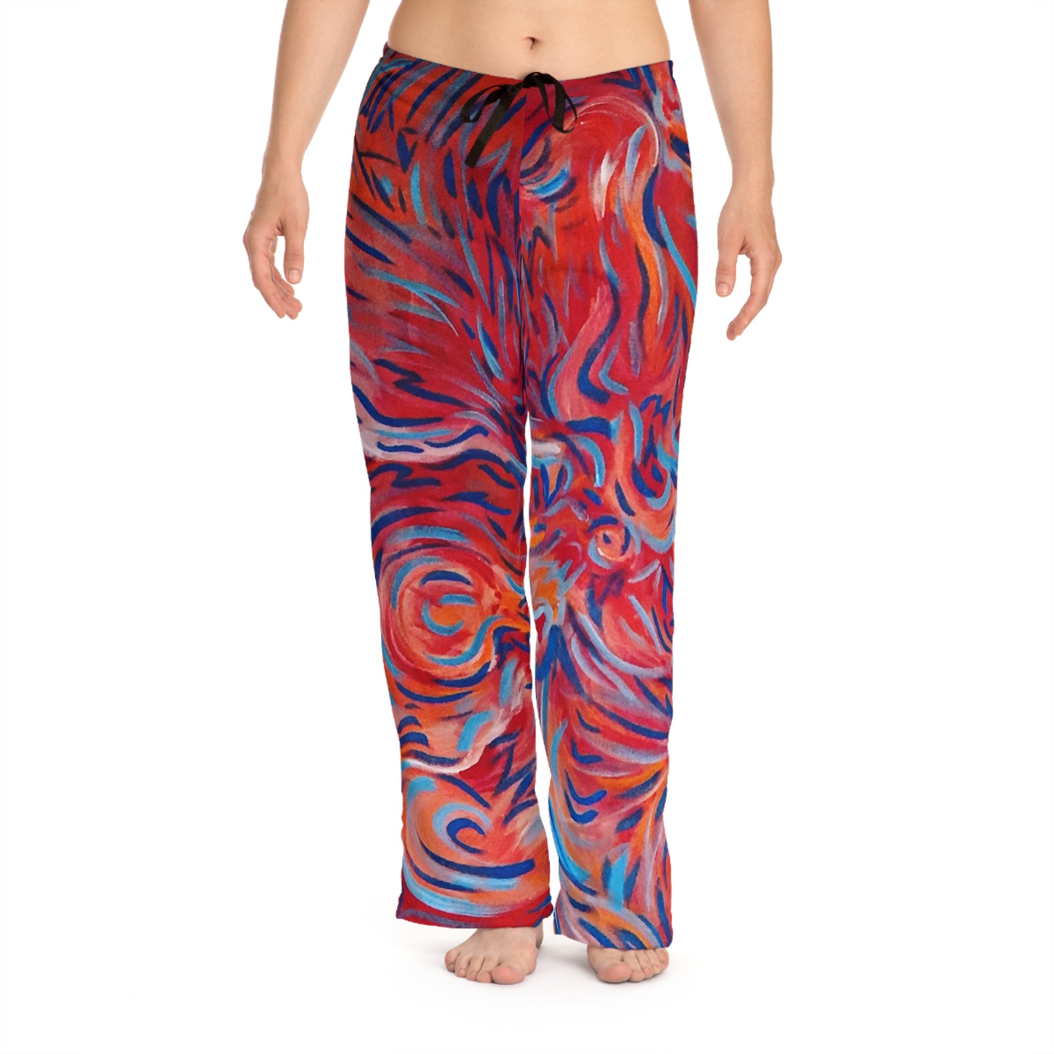 Abstract Flame Swirl - Women's Pajama Pants - Vibrant Abstract Swirl Print Lounge Pants