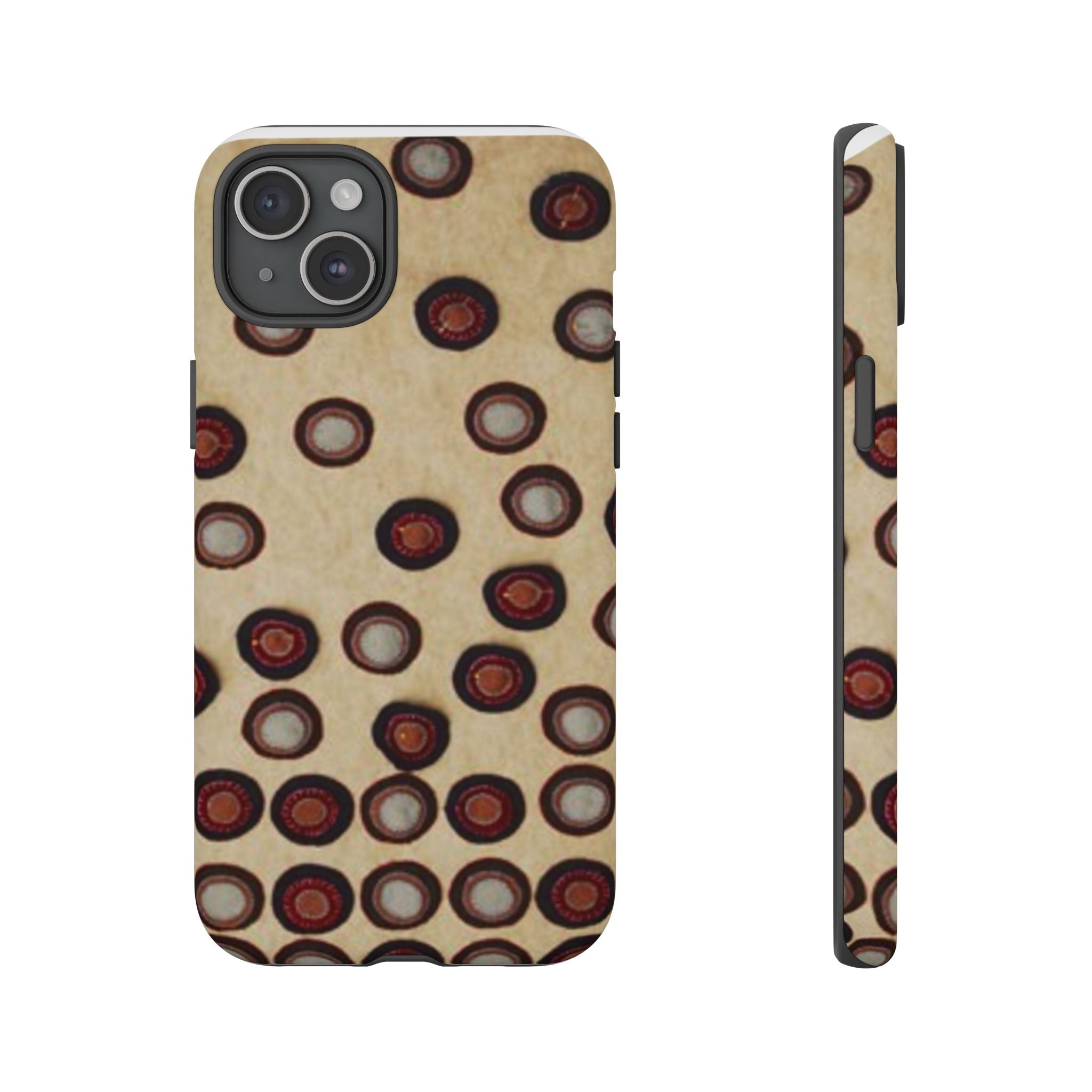 Penny Rug - Retro Dot Pattern Phone Case — Vintage Beige Circles Protective Cover