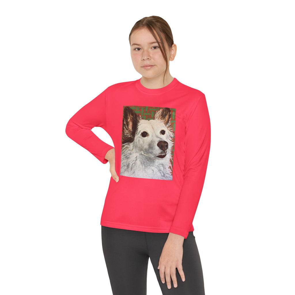 White Dog Portrait - Youth Long Sleeve Tee — White Dog Portrait Kids Shirt