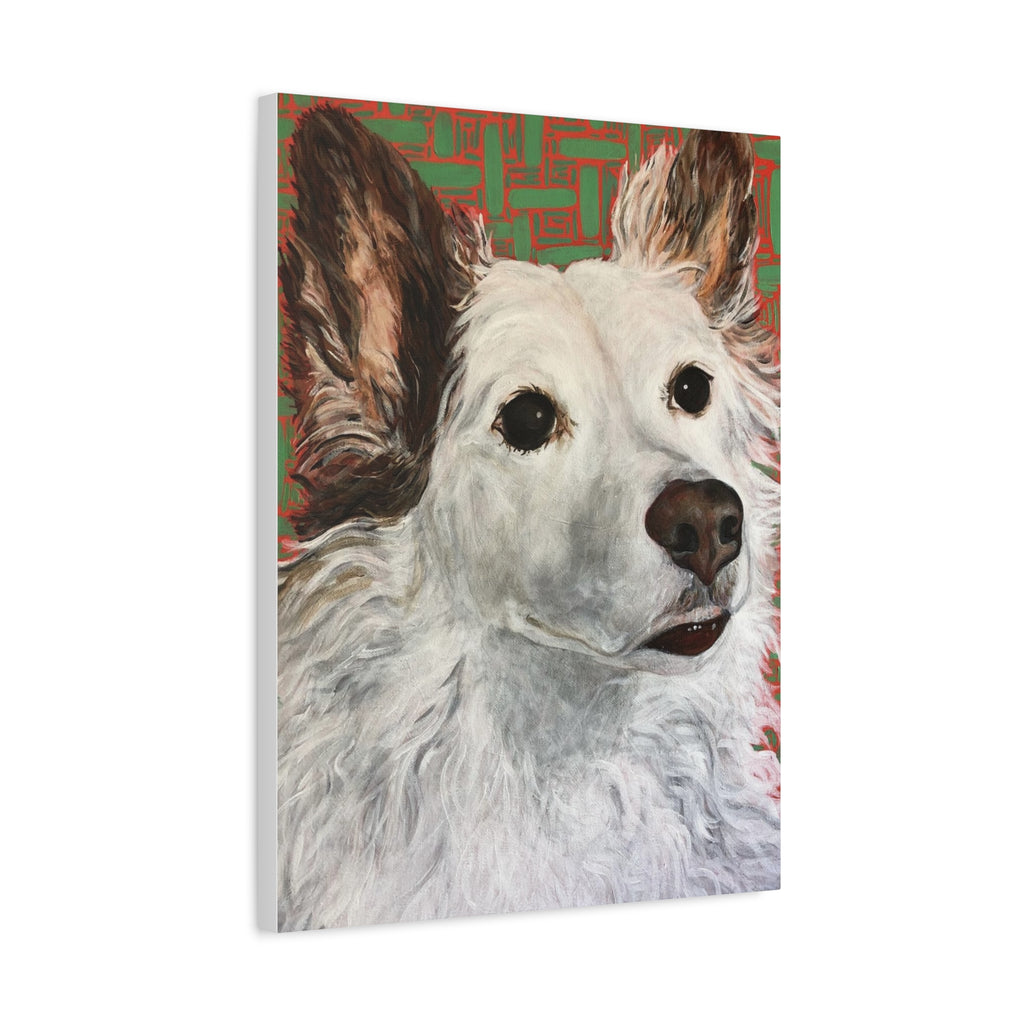 White Dog Portrait Canvas Print — Stretched Matte Wall Art for Pet Lovers