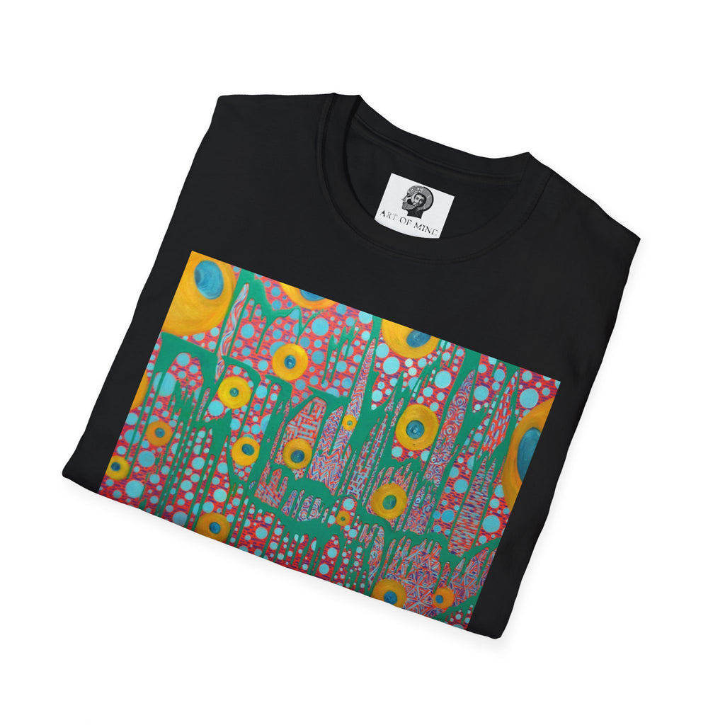 Circumpunct - Floral Sunburst Art T-Shirt — Colorful Abstract Flower Garden Tee
