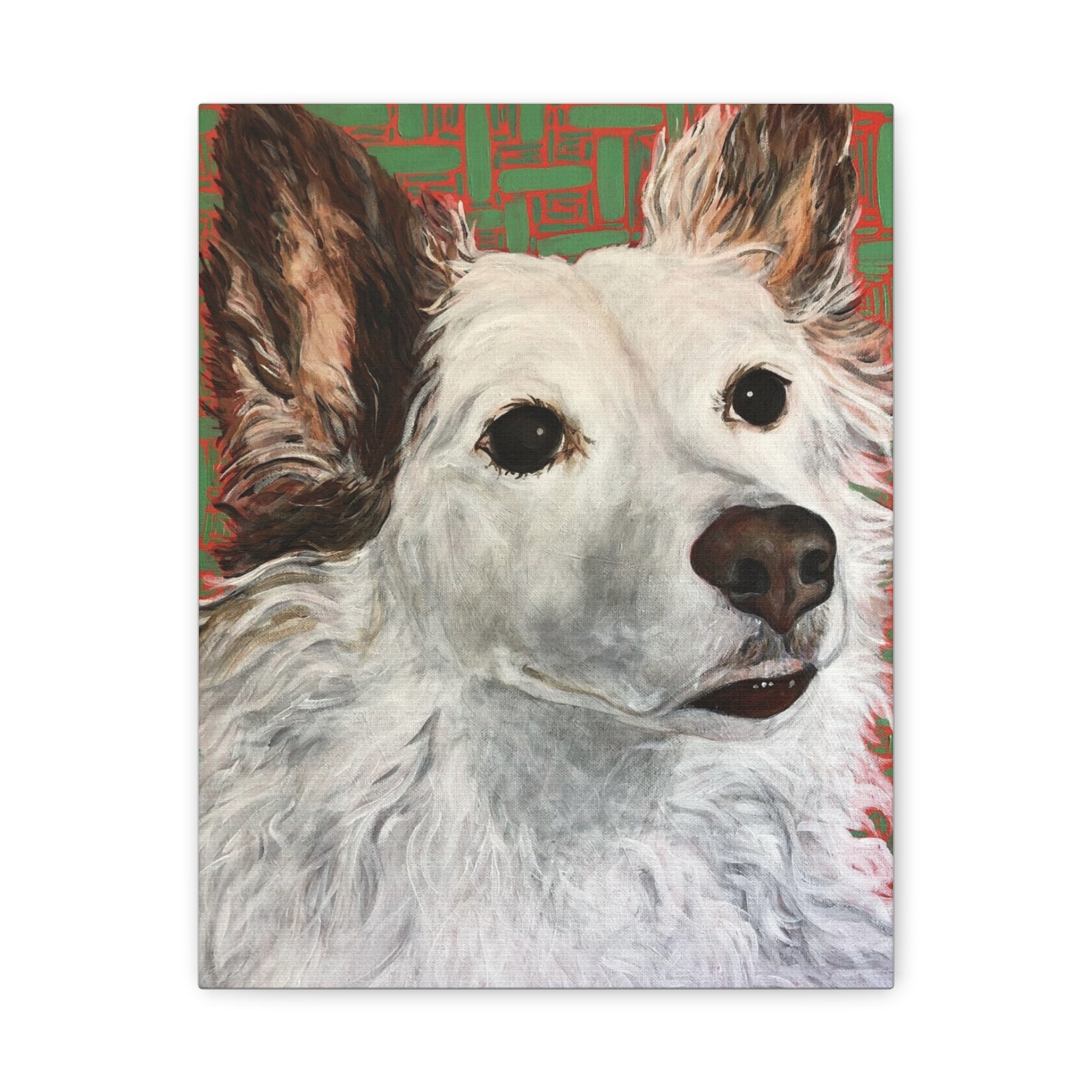 White Dog Portrait Canvas Print — Stretched Matte Wall Art for Pet Lovers
