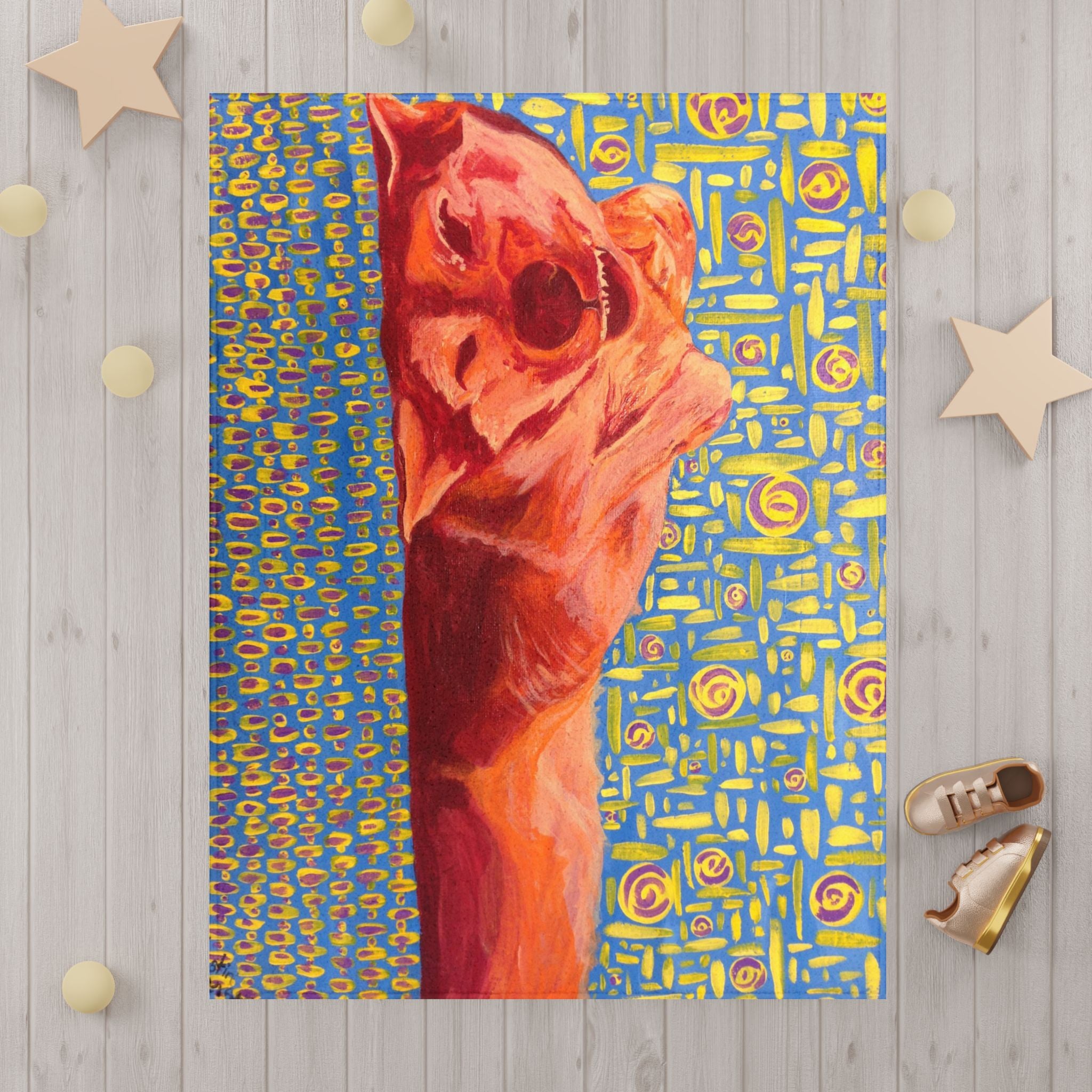 Dog on Back - Toddler Blanket — Colorful Sleeping Dog Nursery Blanket, Playroom Comfort Throw