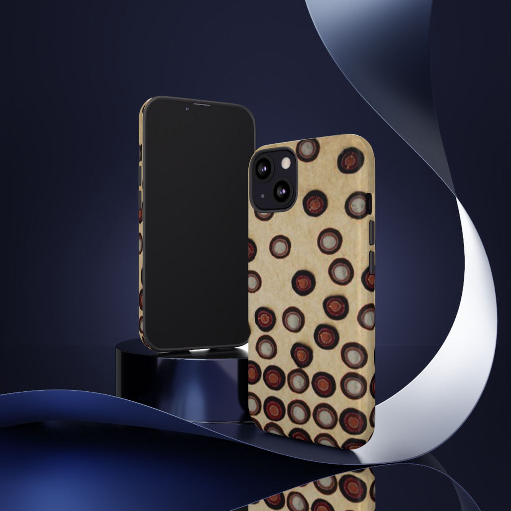 Penny Rug - Retro Dot Pattern Phone Case — Vintage Beige Circles Protective Cover