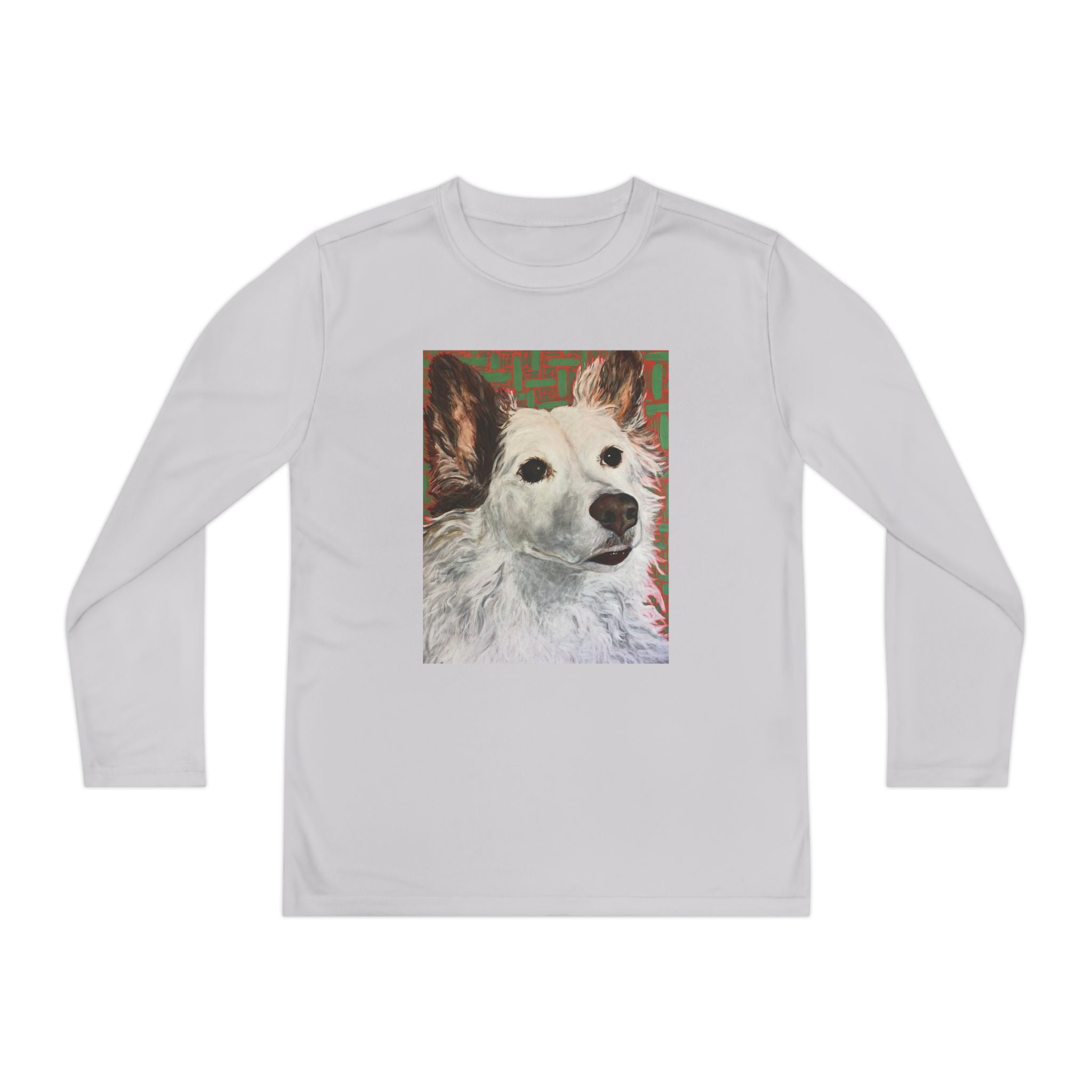 White Dog Portrait - Youth Long Sleeve Tee — White Dog Portrait Kids Shirt