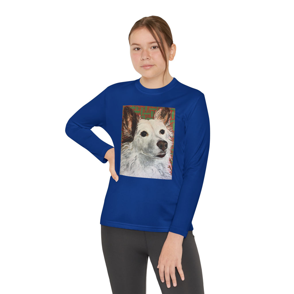 White Dog Portrait - Youth Long Sleeve Tee — White Dog Portrait Kids Shirt