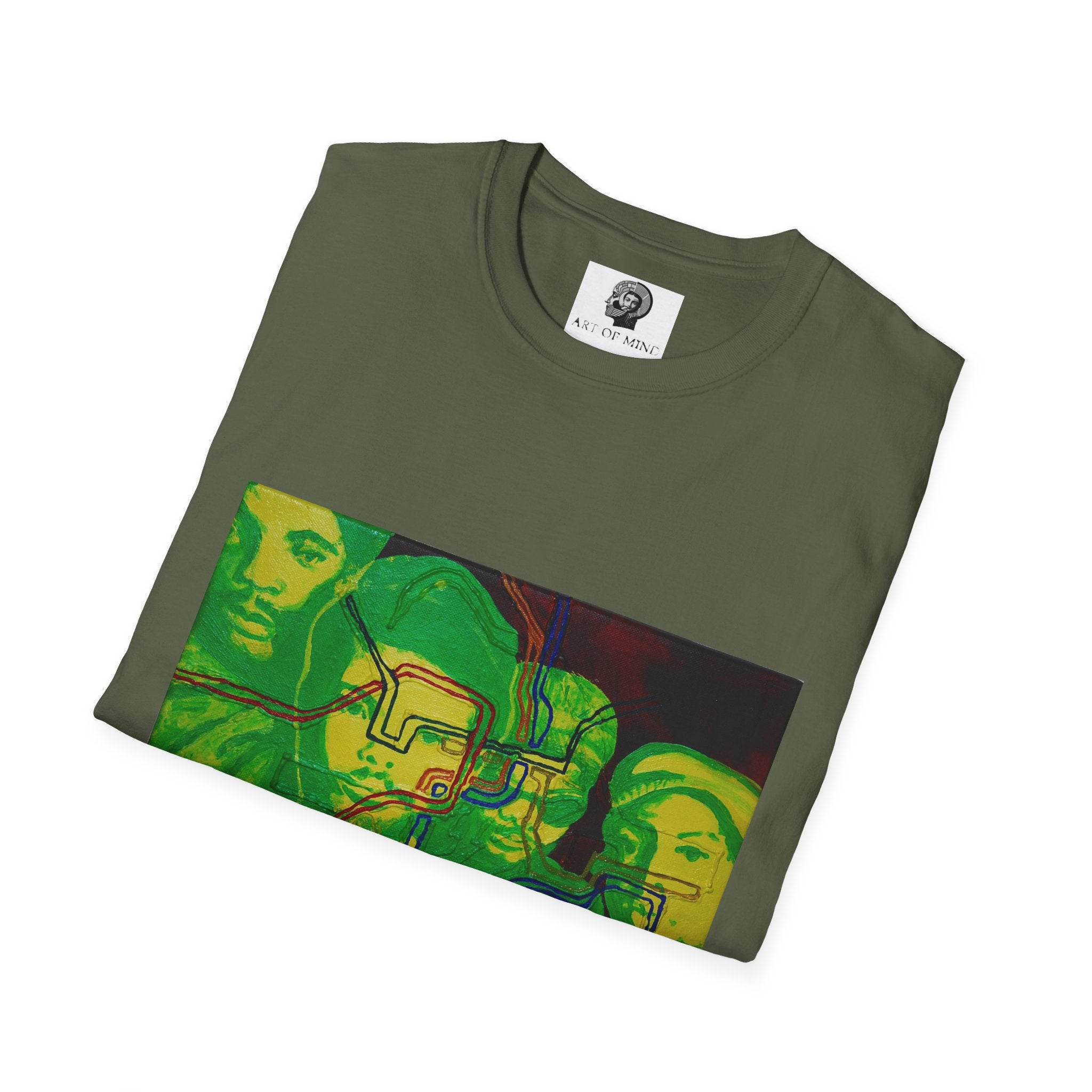 Bad Brains - Abstract Green Portrait T-Shirt — Surreal Layered Faces Art Tee