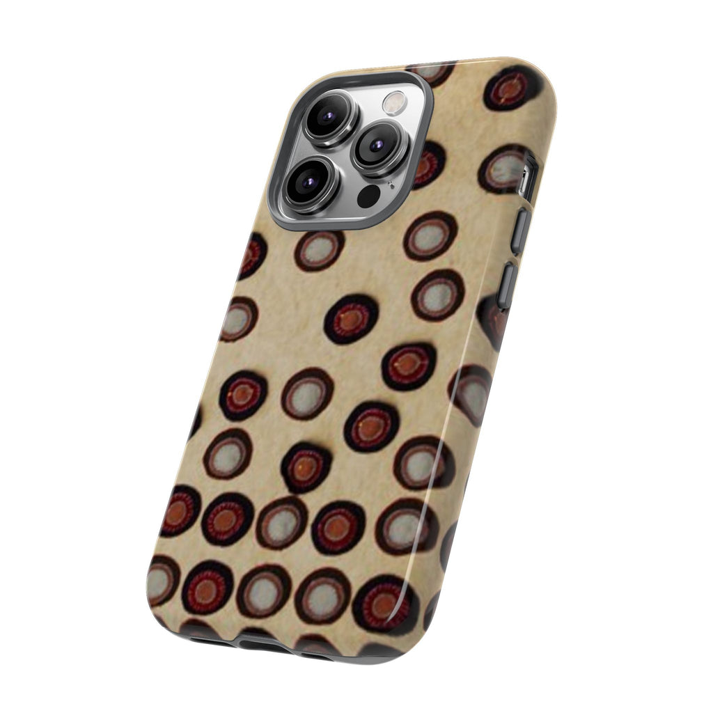Penny Rug - Retro Dot Pattern Phone Case — Vintage Beige Circles Protective Cover