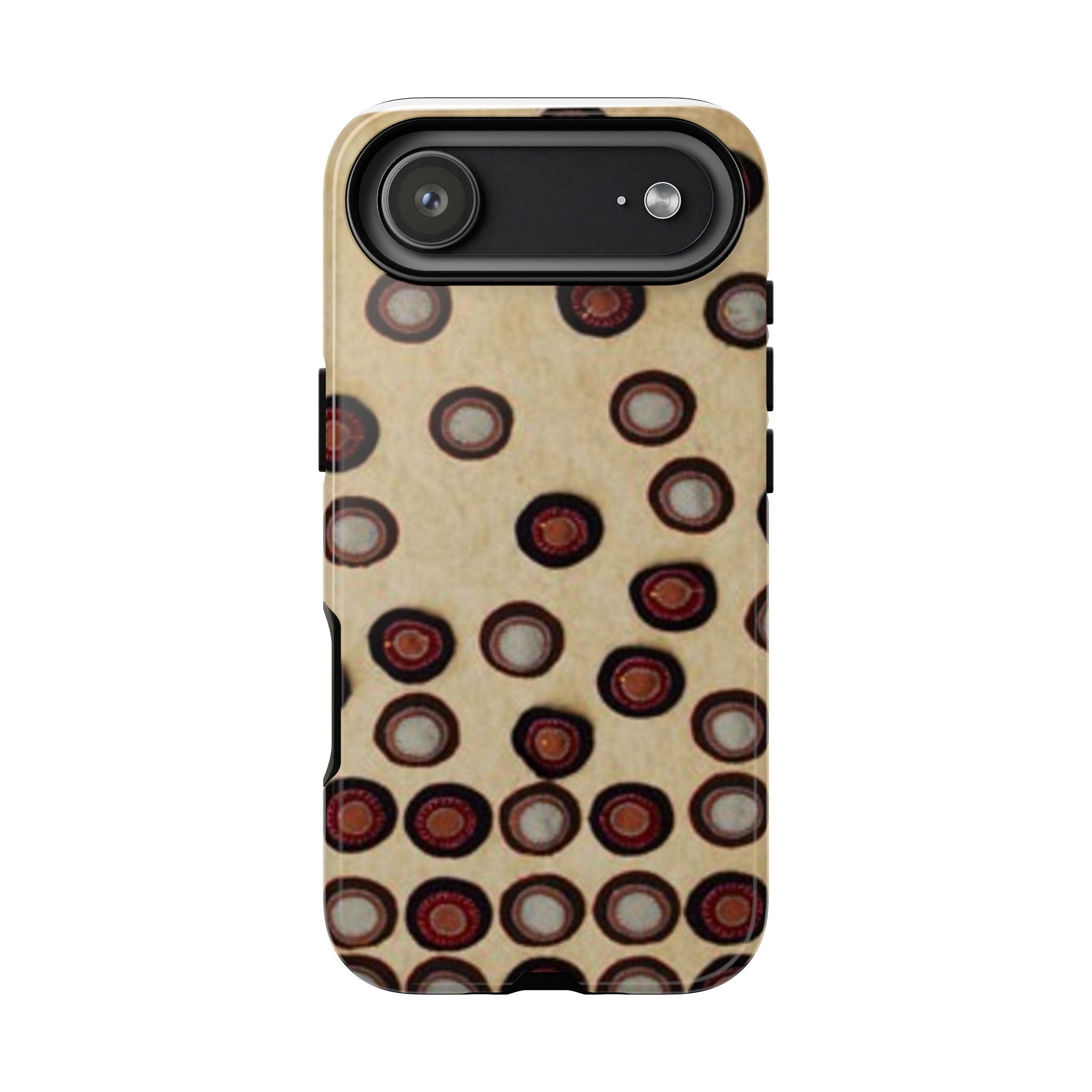 Penny Rug - Retro Dot Pattern Phone Case — Vintage Beige Circles Protective Cover