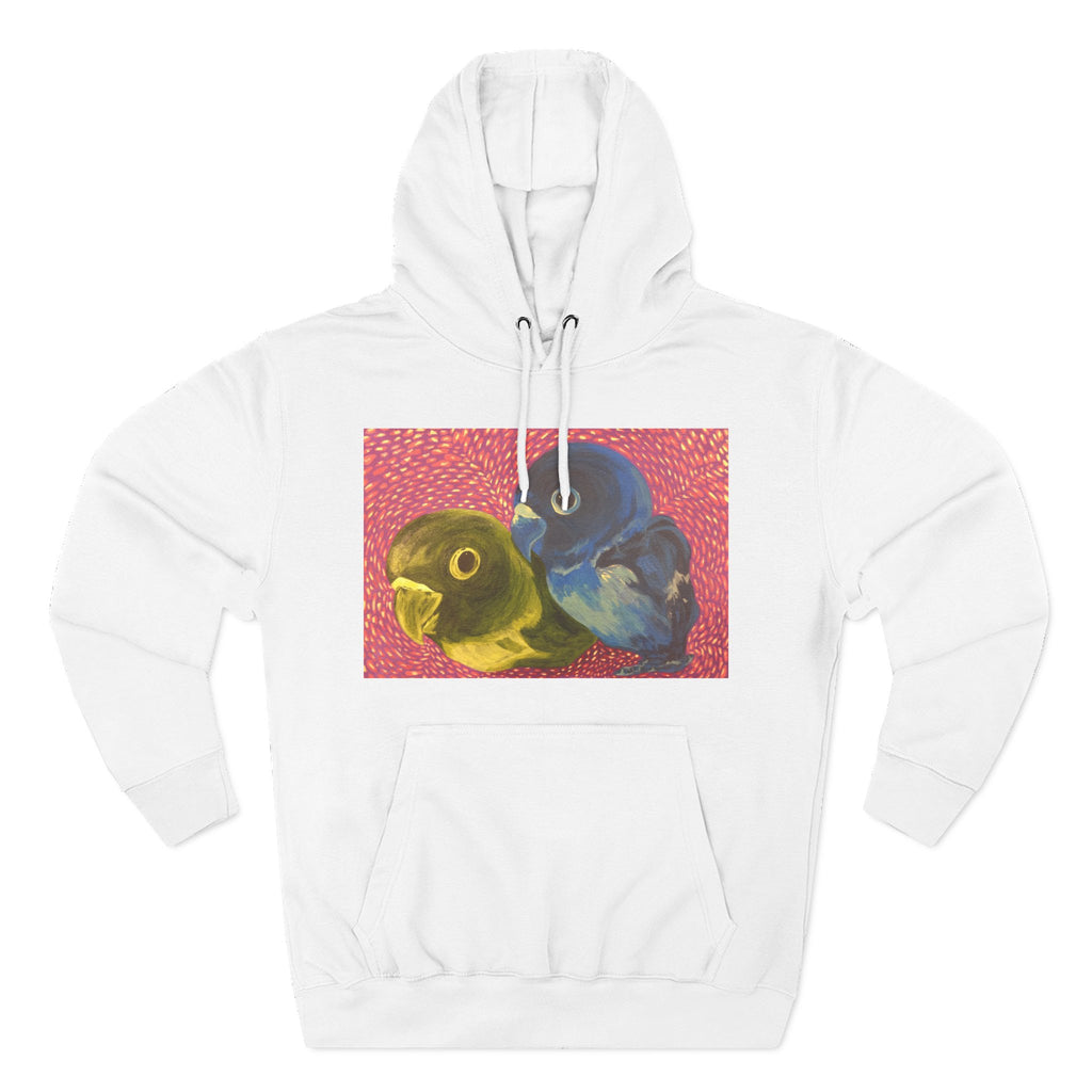 Parakeet Pop Art Hoodie — Colorful Budgie Bird Print Fleece Pullover