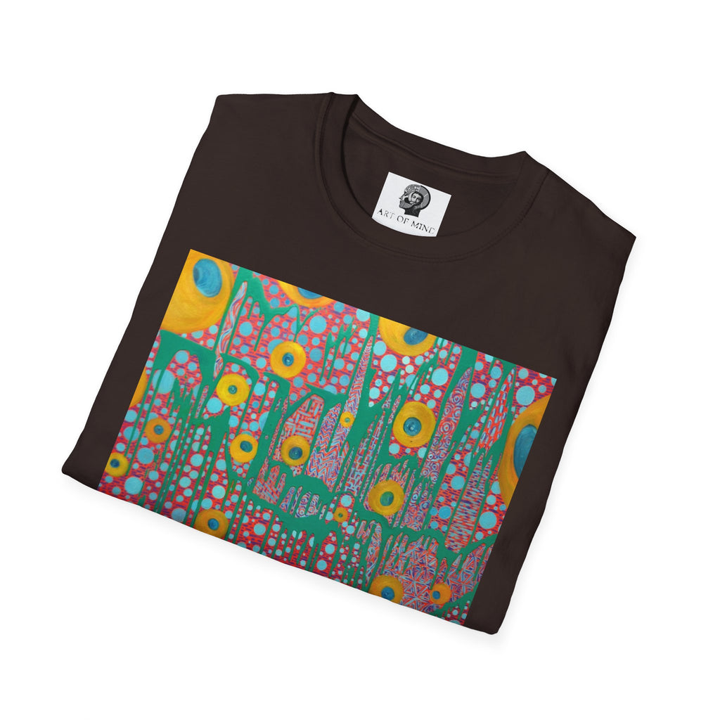 Circumpunct - Floral Sunburst Art T-Shirt — Colorful Abstract Flower Garden Tee