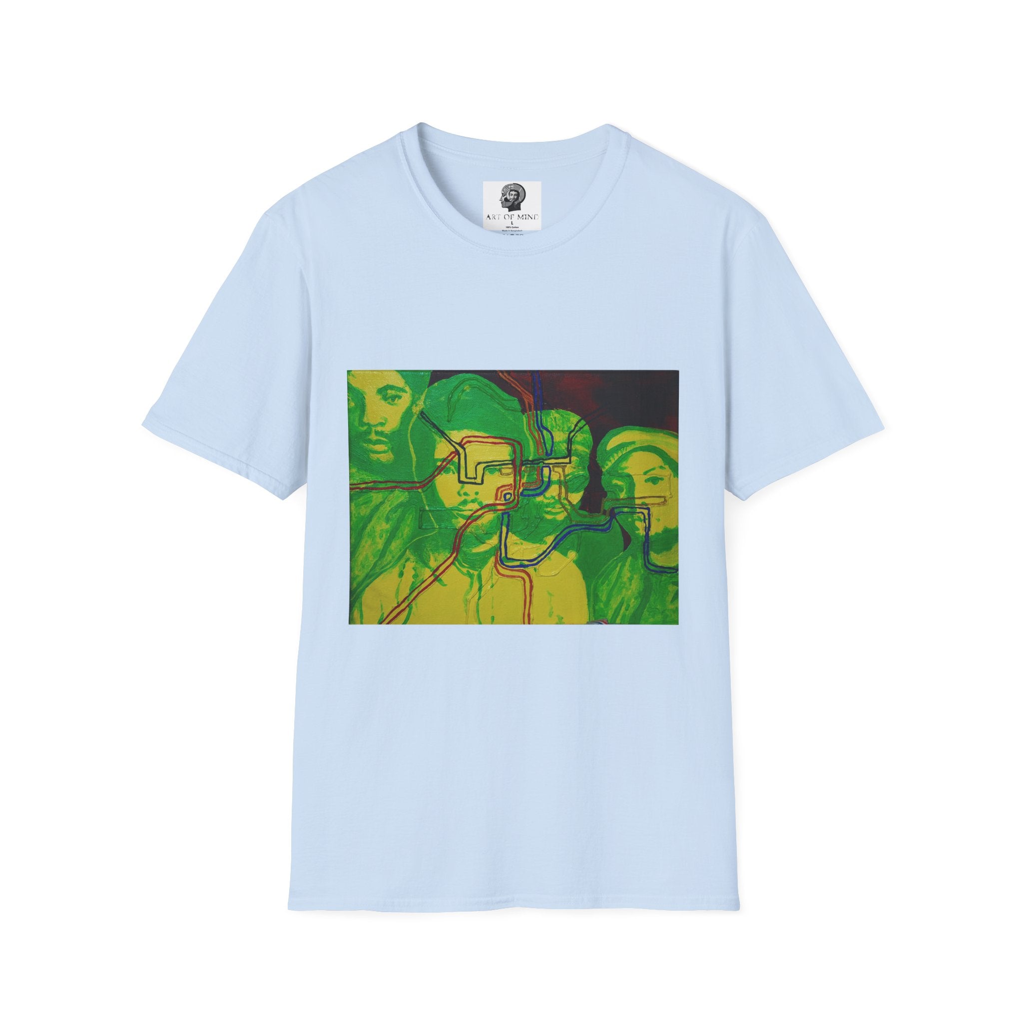 Bad Brains - Abstract Green Portrait T-Shirt — Surreal Layered Faces Art Tee