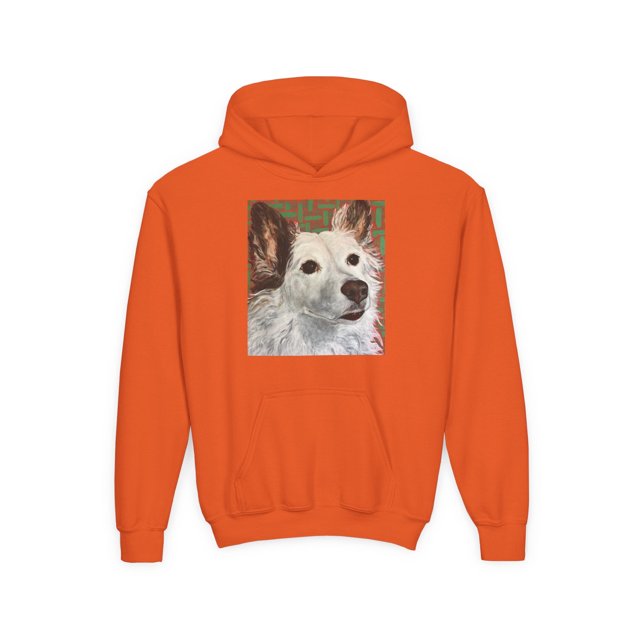 White Dog Portrait Hoodie —  Pullover for Kids
