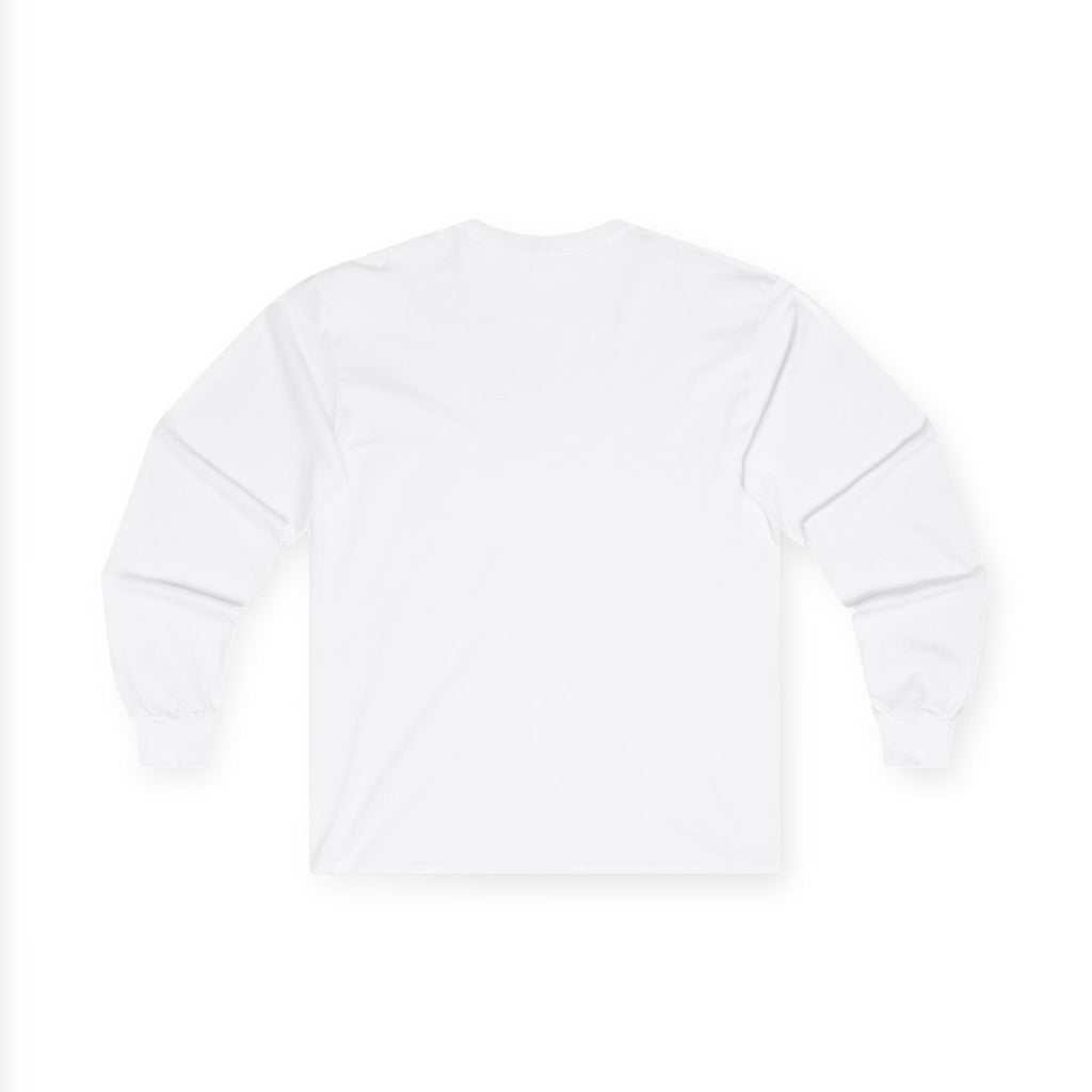 White Dog Portrait Long Sleeve Tee — Brown-Eared Canine Art