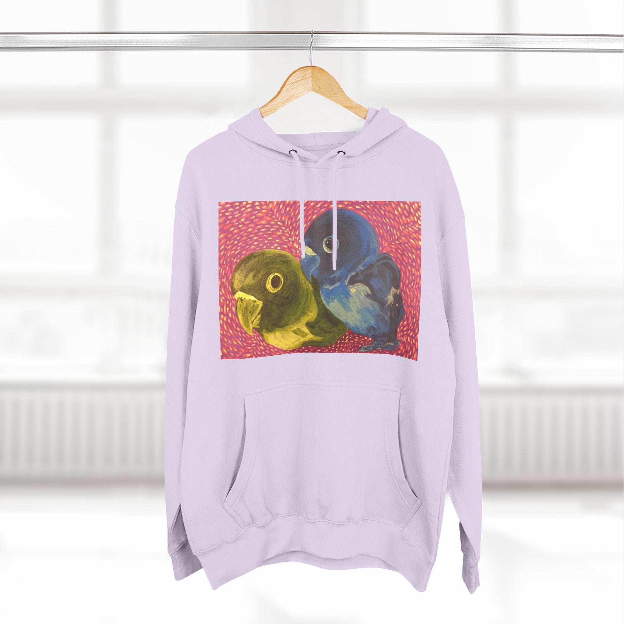 Parakeet Pop Art Hoodie — Colorful Budgie Bird Print Fleece Pullover
