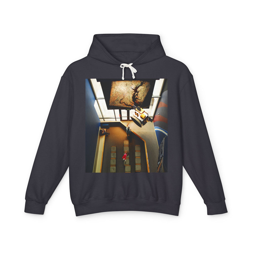 Air and Space - Surreal Stairwell Photo Hoodie — Vintage Elevator Art Pullover