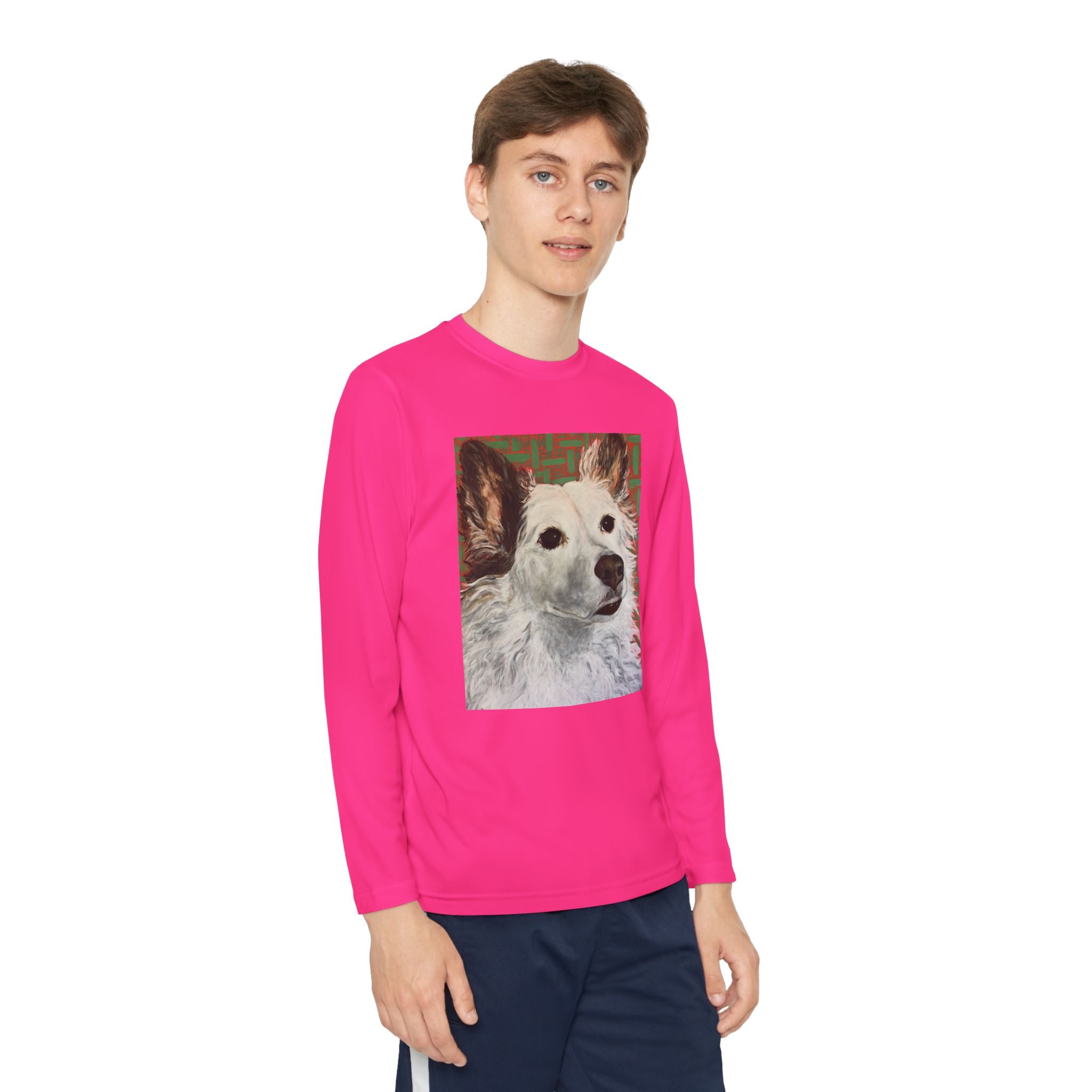 White Dog Portrait - Youth Long Sleeve Tee — White Dog Portrait Kids Shirt