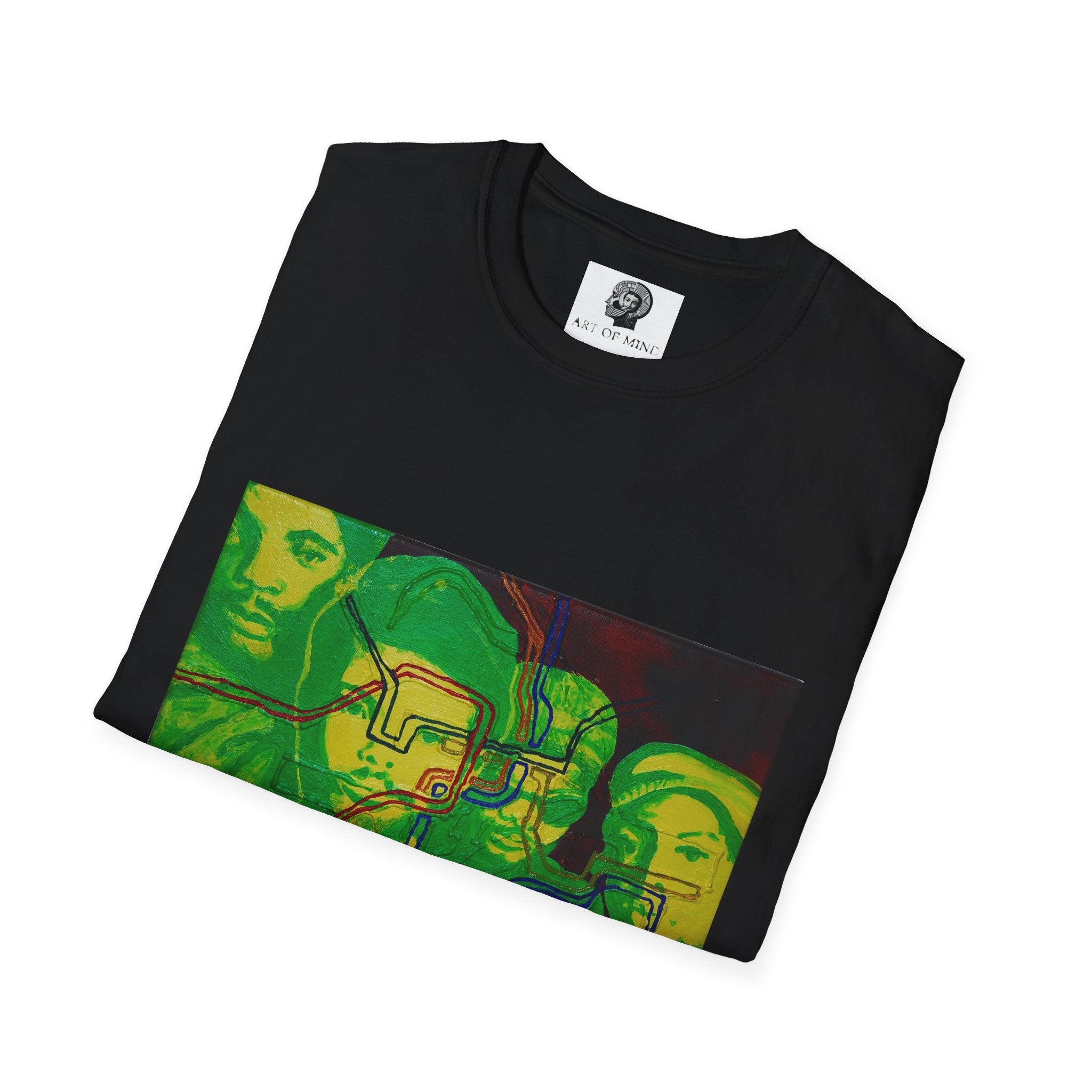 Bad Brains - Abstract Green Portrait T-Shirt — Surreal Layered Faces Art Tee