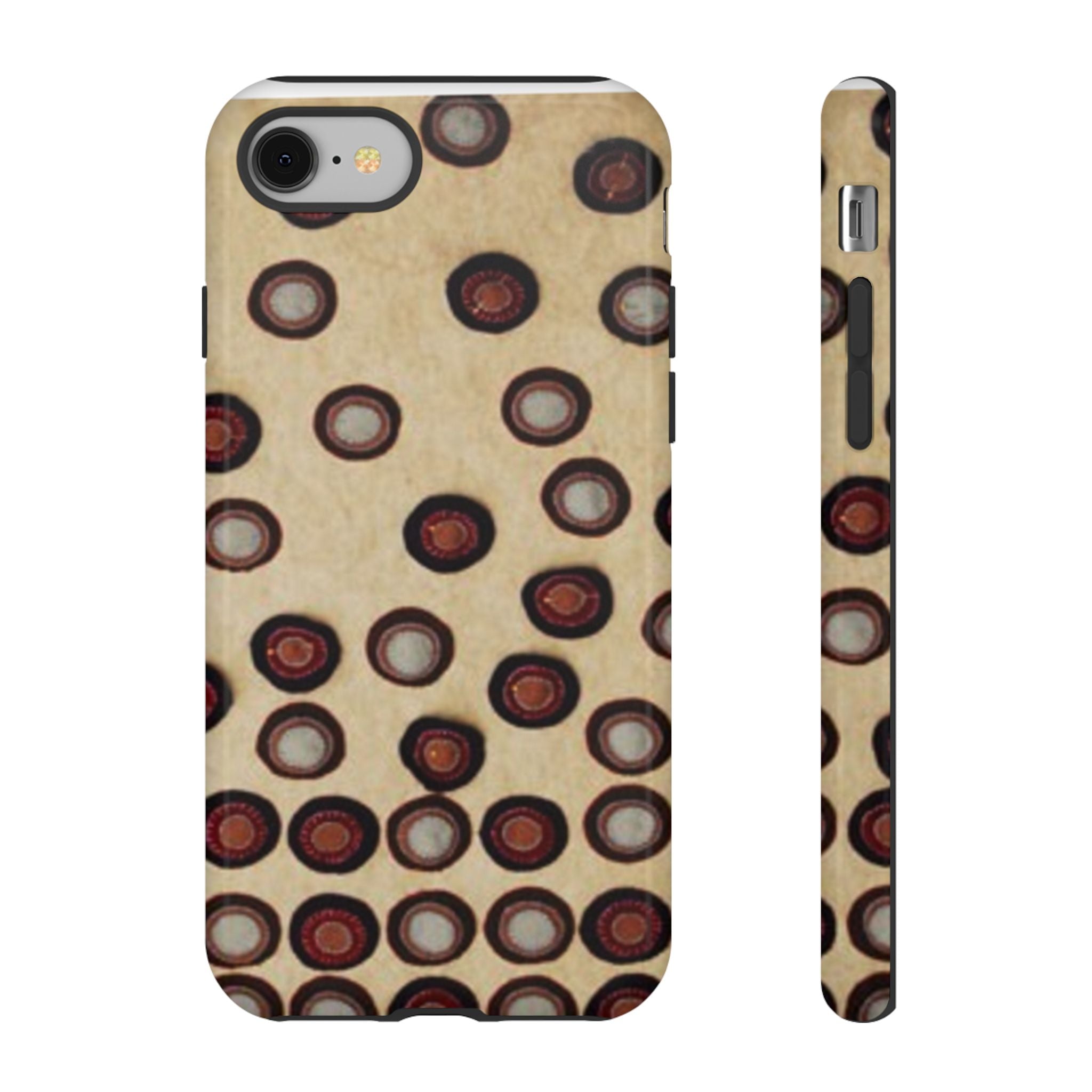 Penny Rug - Retro Dot Pattern Phone Case — Vintage Beige Circles Protective Cover