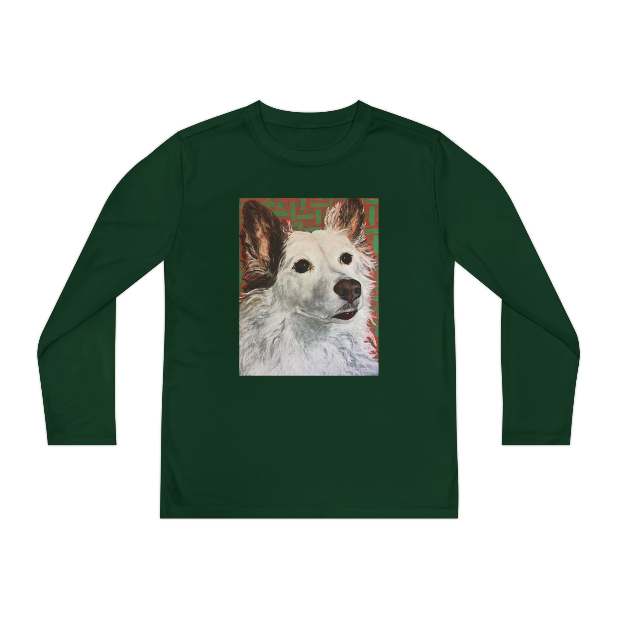 White Dog Portrait - Youth Long Sleeve Tee — White Dog Portrait Kids Shirt