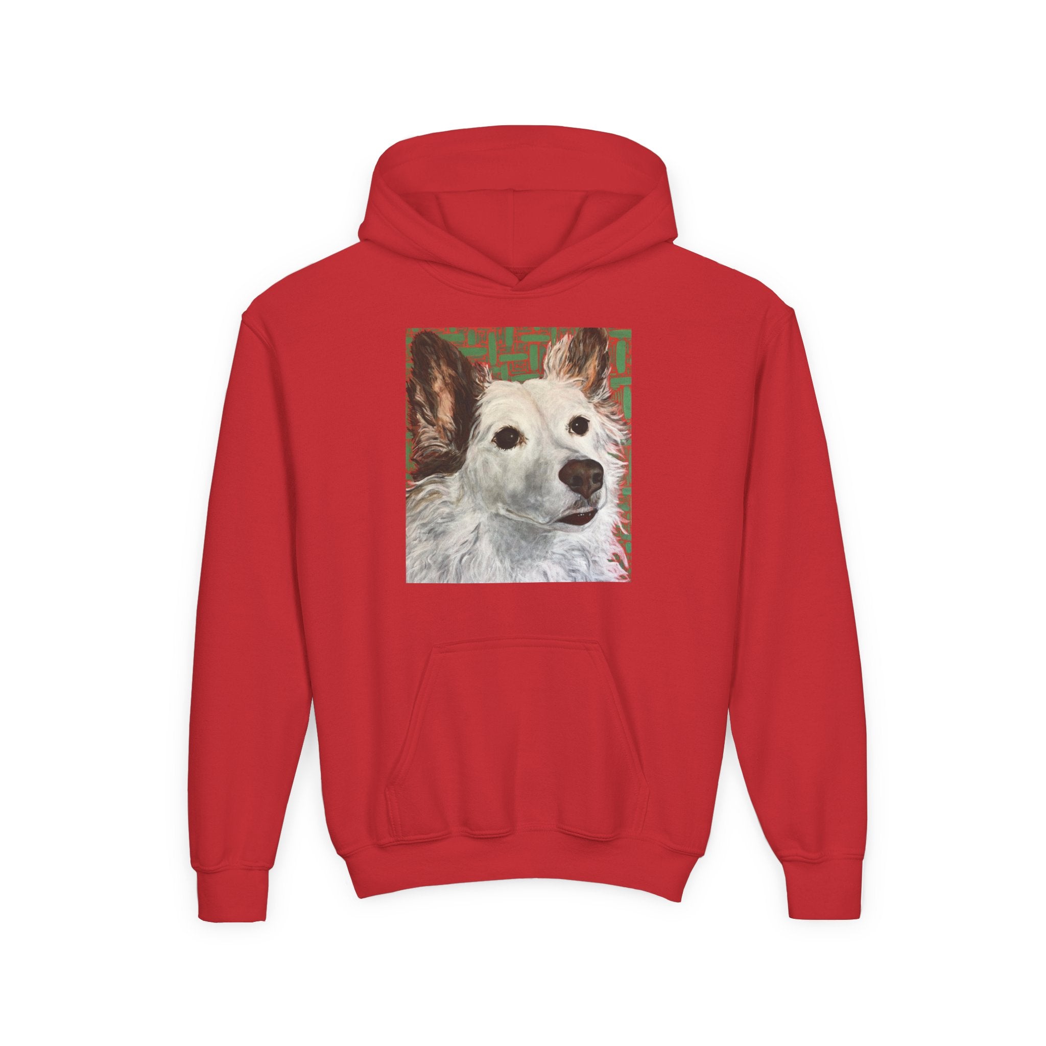 White Dog Portrait Hoodie —  Pullover for Kids