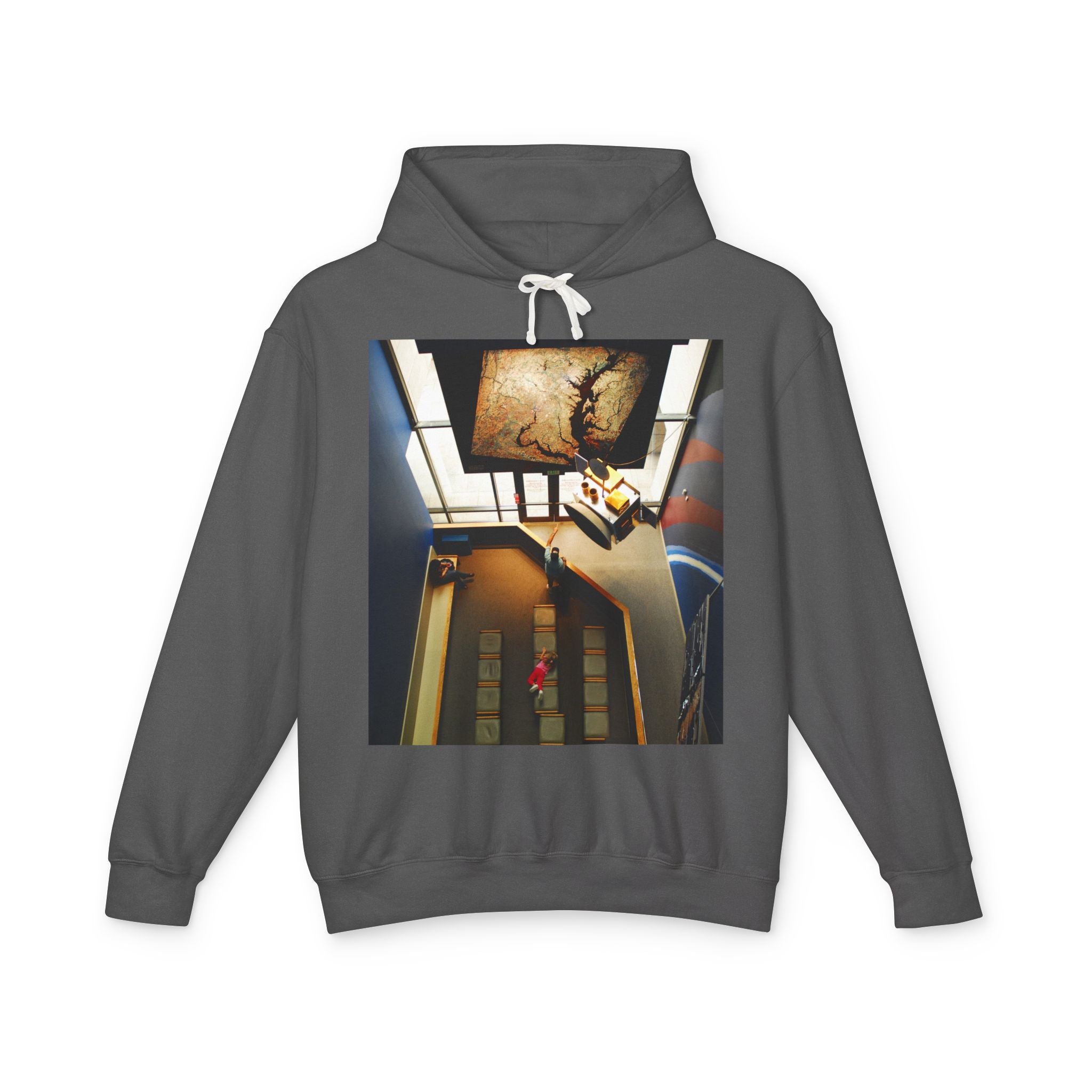 Air and Space - Surreal Stairwell Photo Hoodie — Vintage Elevator Art Pullover