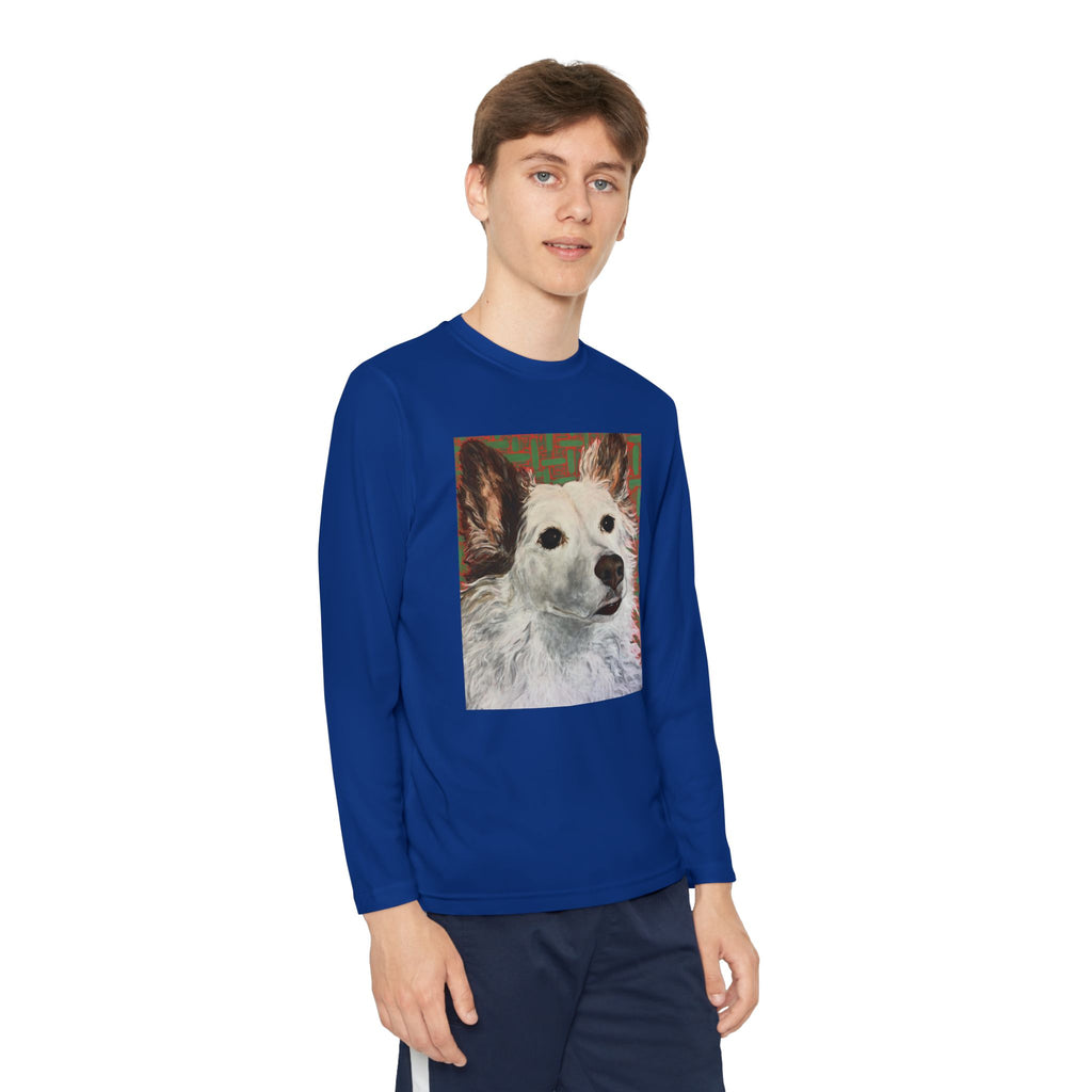 White Dog Portrait - Youth Long Sleeve Tee — White Dog Portrait Kids Shirt
