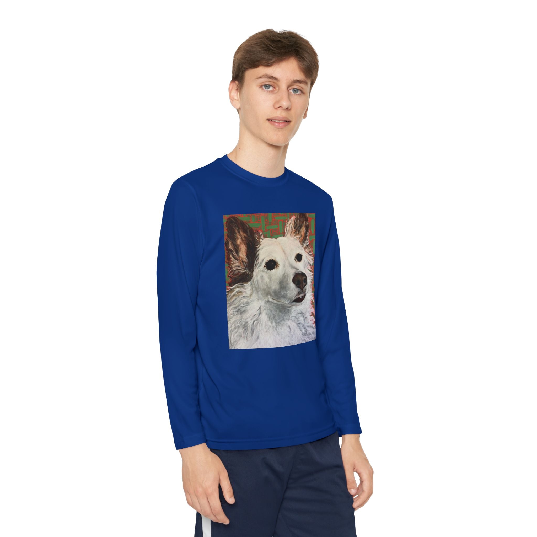 White Dog Portrait - Youth Long Sleeve Tee — White Dog Portrait Kids Shirt