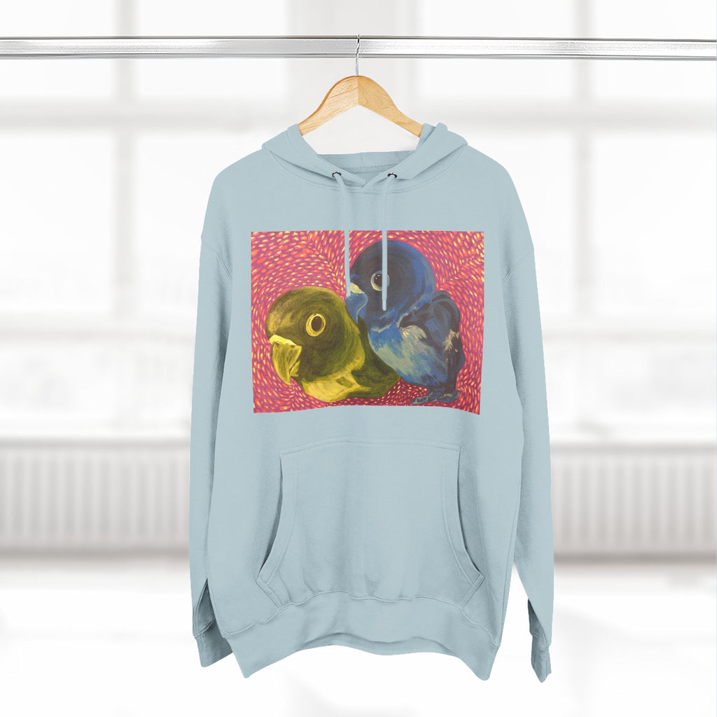 Parakeet Pop Art Hoodie — Colorful Budgie Bird Print Fleece Pullover