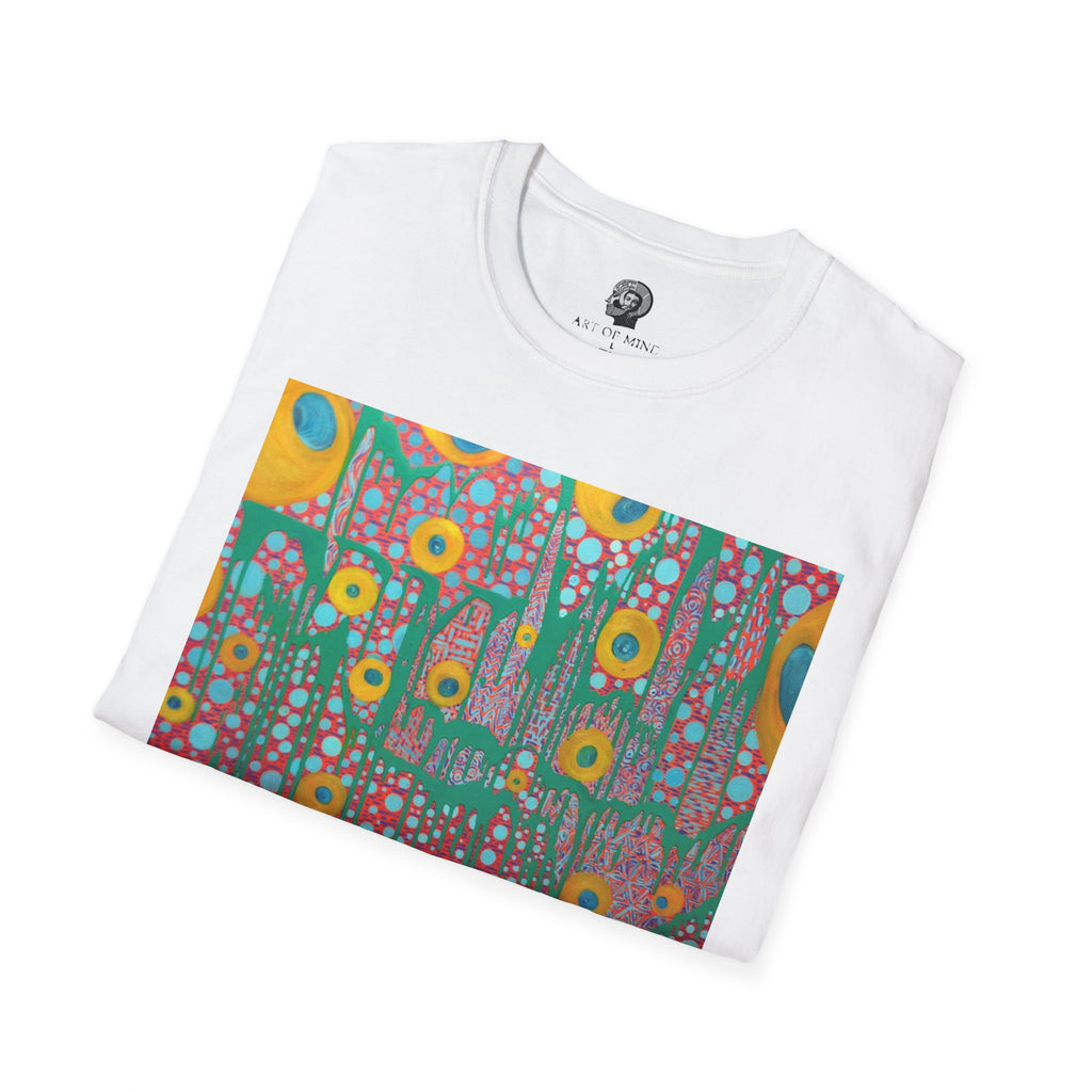 Circumpunct - Floral Sunburst Art T-Shirt — Colorful Abstract Flower Garden Tee