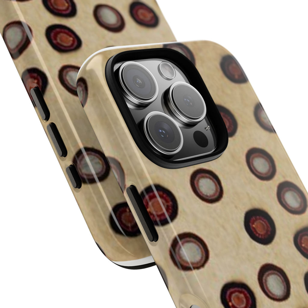 Penny Rug - Retro Dot Pattern Phone Case — Vintage Beige Circles Protective Cover