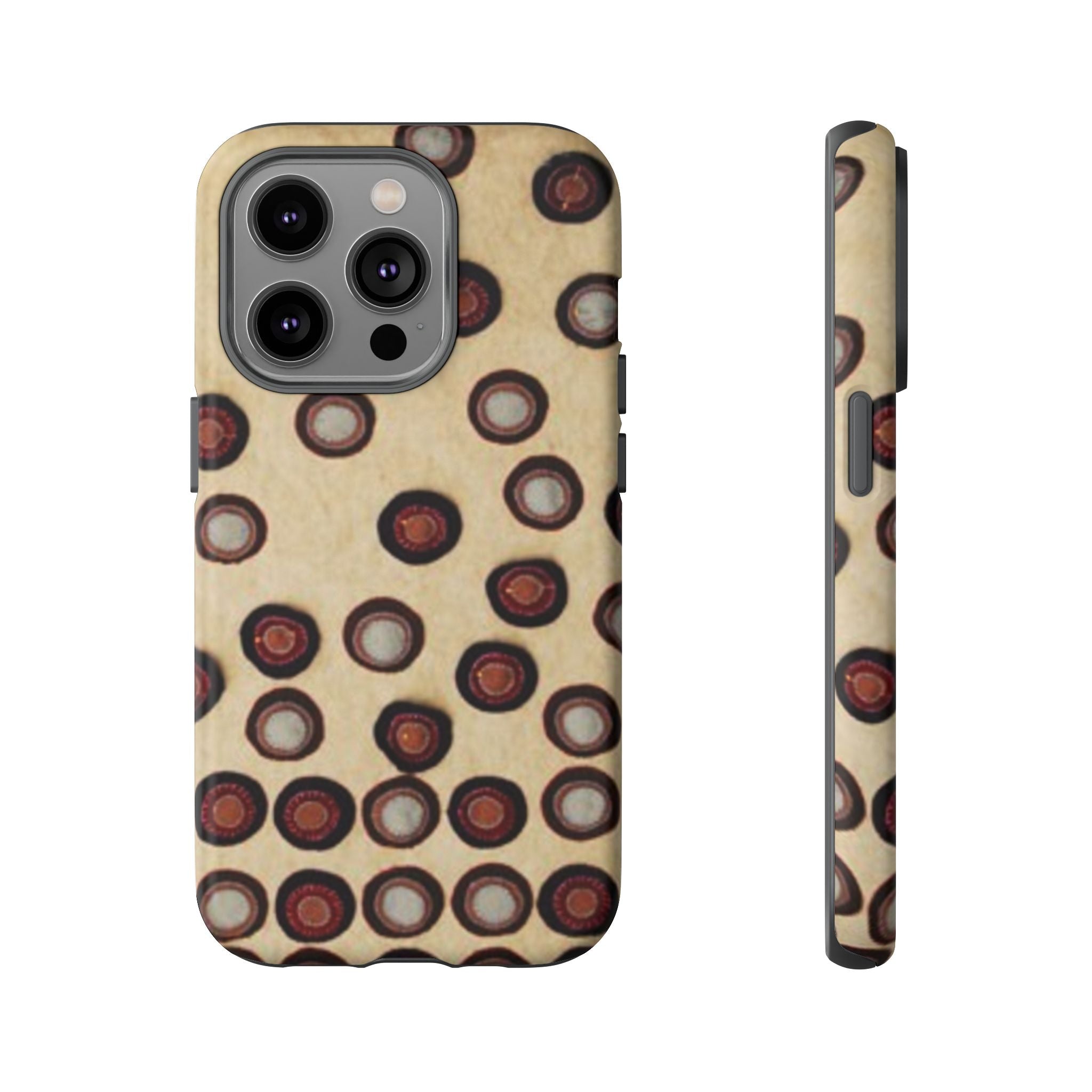 Penny Rug - Retro Dot Pattern Phone Case — Vintage Beige Circles Protective Cover
