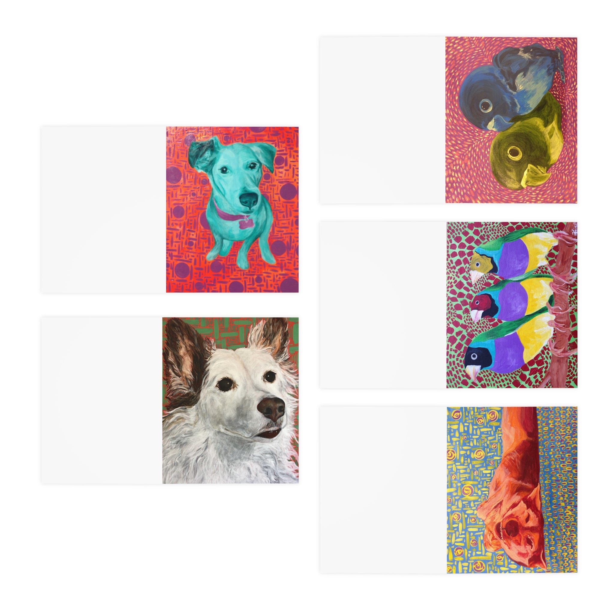 Colorful Pet Art Greeting Cards (5-Pack)