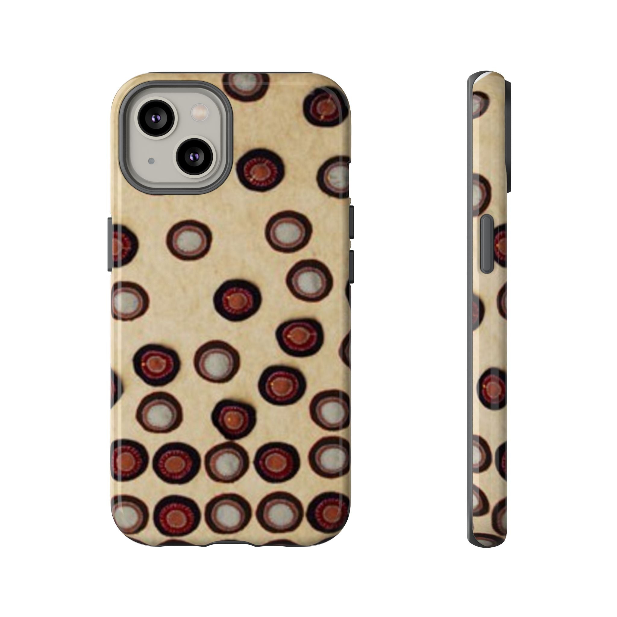 Penny Rug - Retro Dot Pattern Phone Case — Vintage Beige Circles Protective Cover