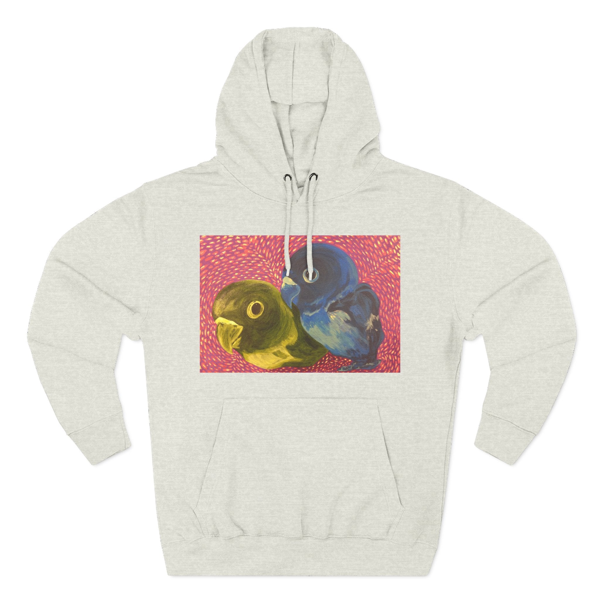 Parakeet Pop Art Hoodie — Colorful Budgie Bird Print Fleece Pullover