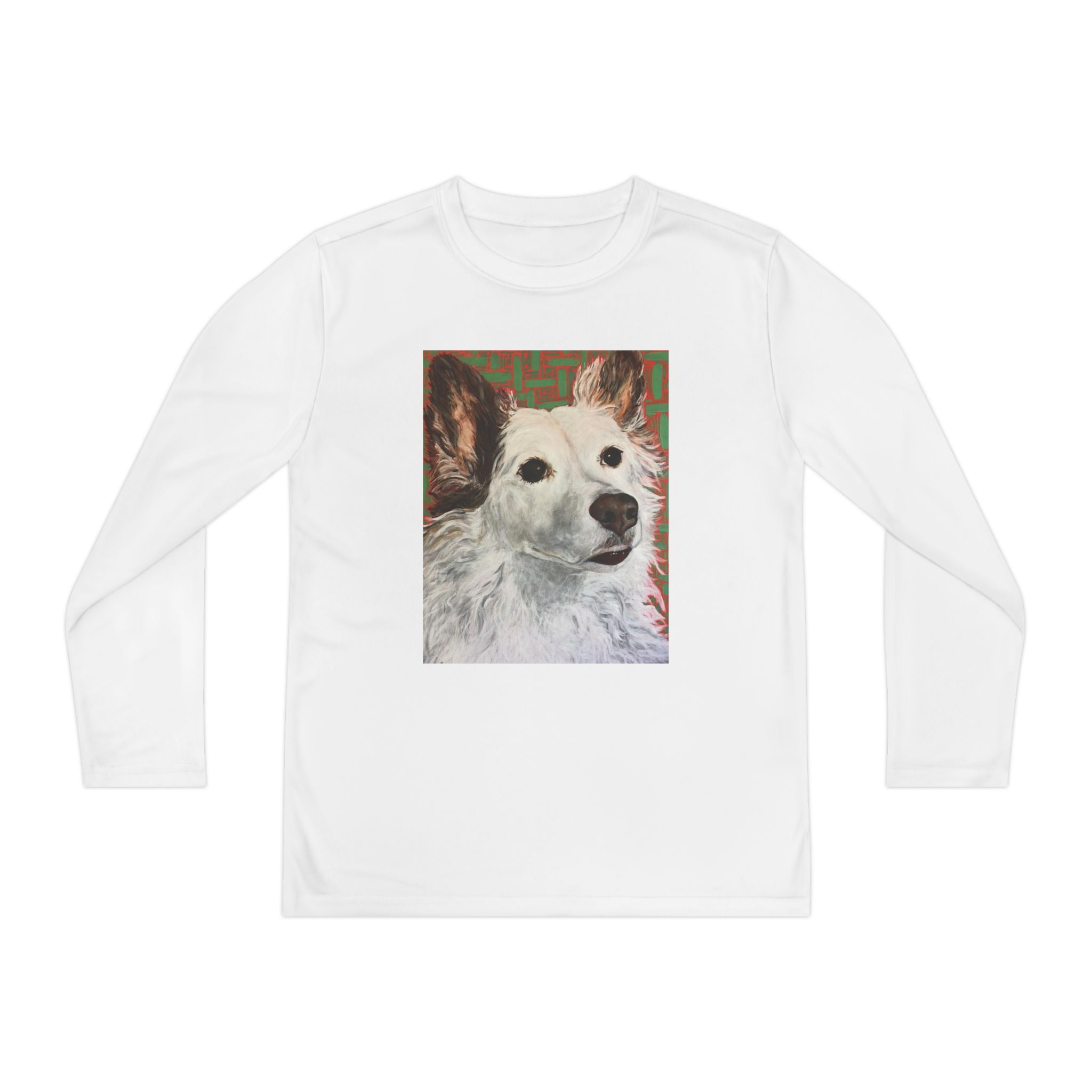 White Dog Portrait - Youth Long Sleeve Tee — White Dog Portrait Kids Shirt