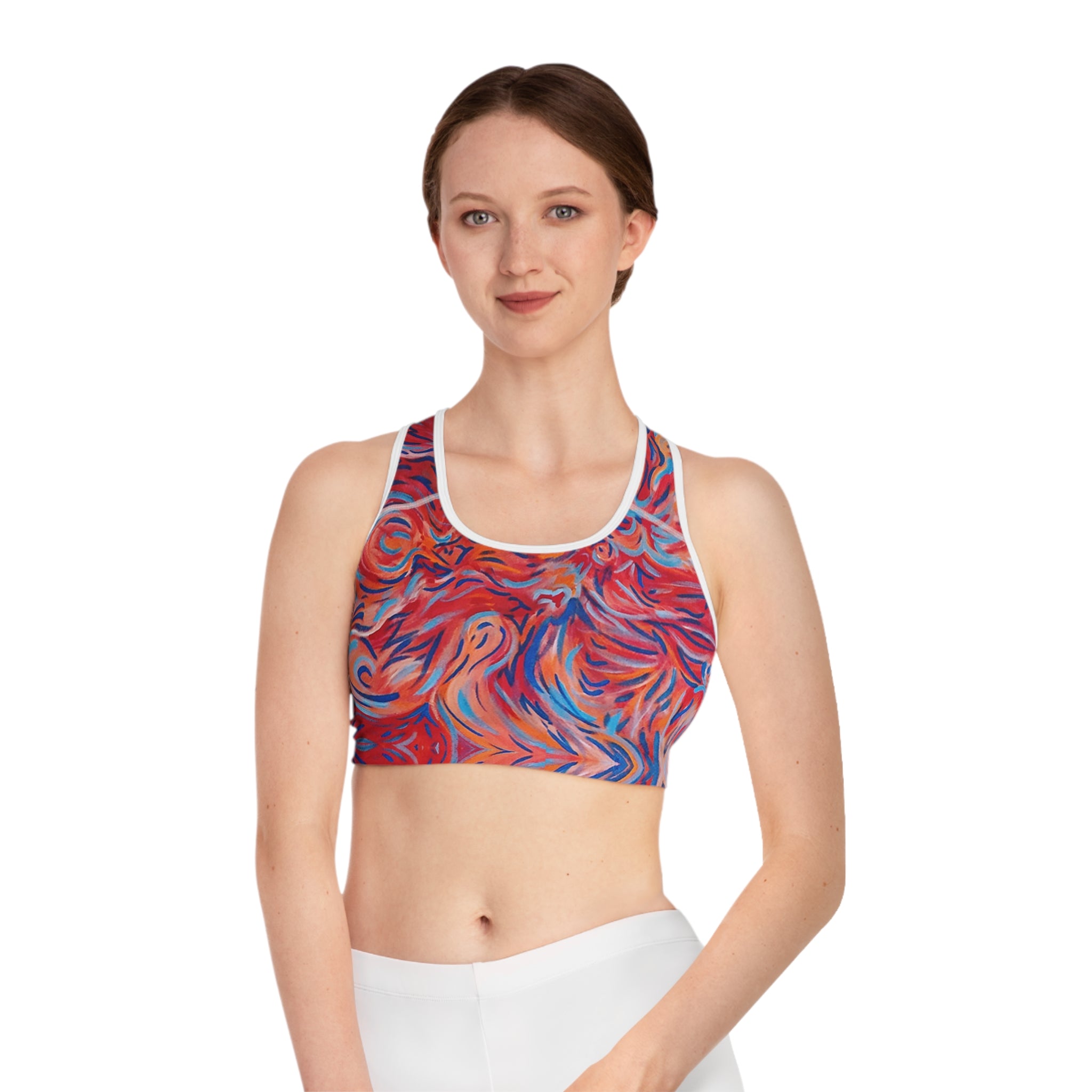 Abstract Flame Swirl: Sports Bra (AOP)