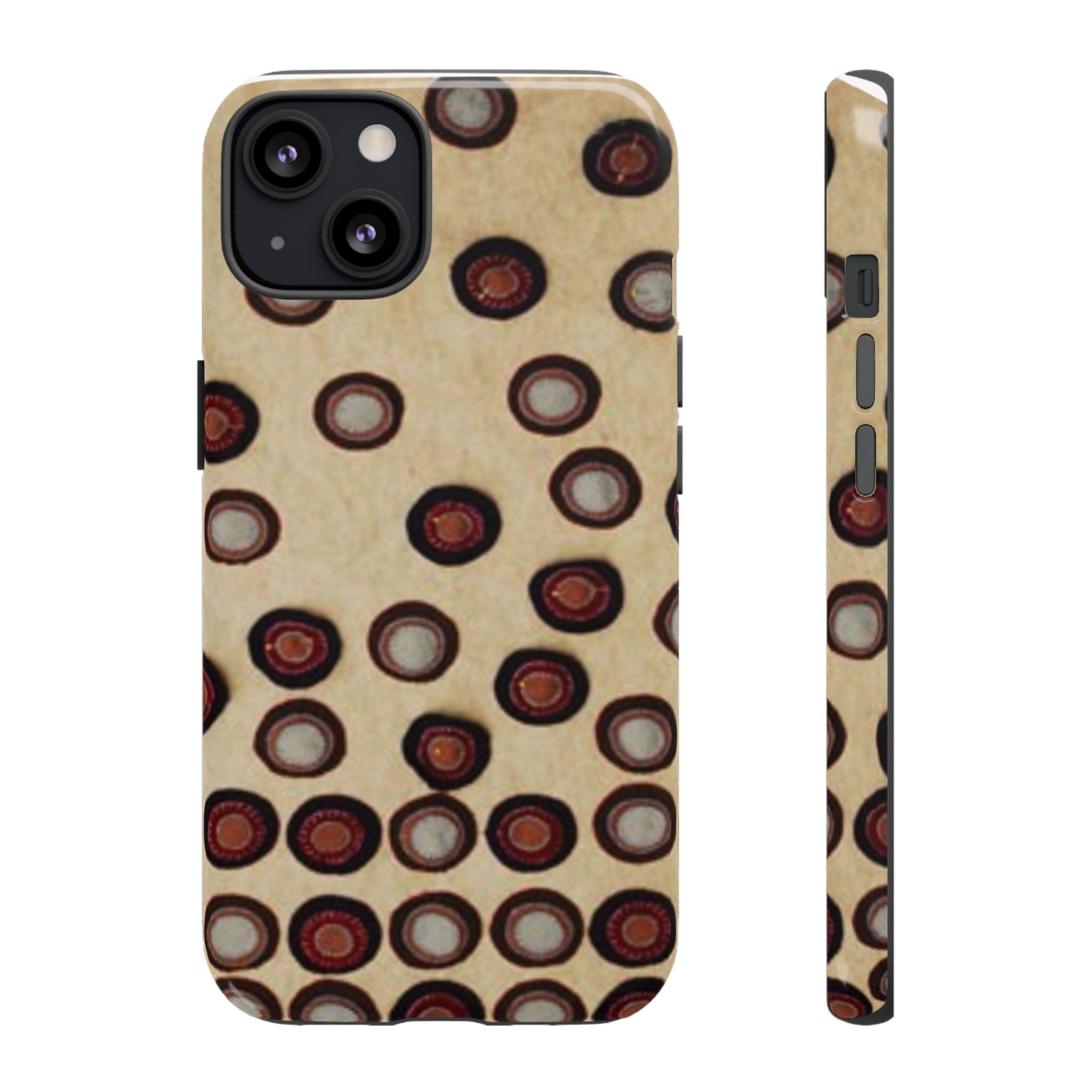 Penny Rug - Retro Dot Pattern Phone Case — Vintage Beige Circles Protective Cover