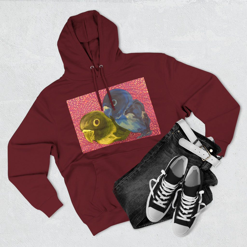 Parakeet Pop Art Hoodie — Colorful Budgie Bird Print Fleece Pullover