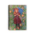 Vintage Girl with Blue Umbrella Spiral Notebook — Artistic Ruled Journal