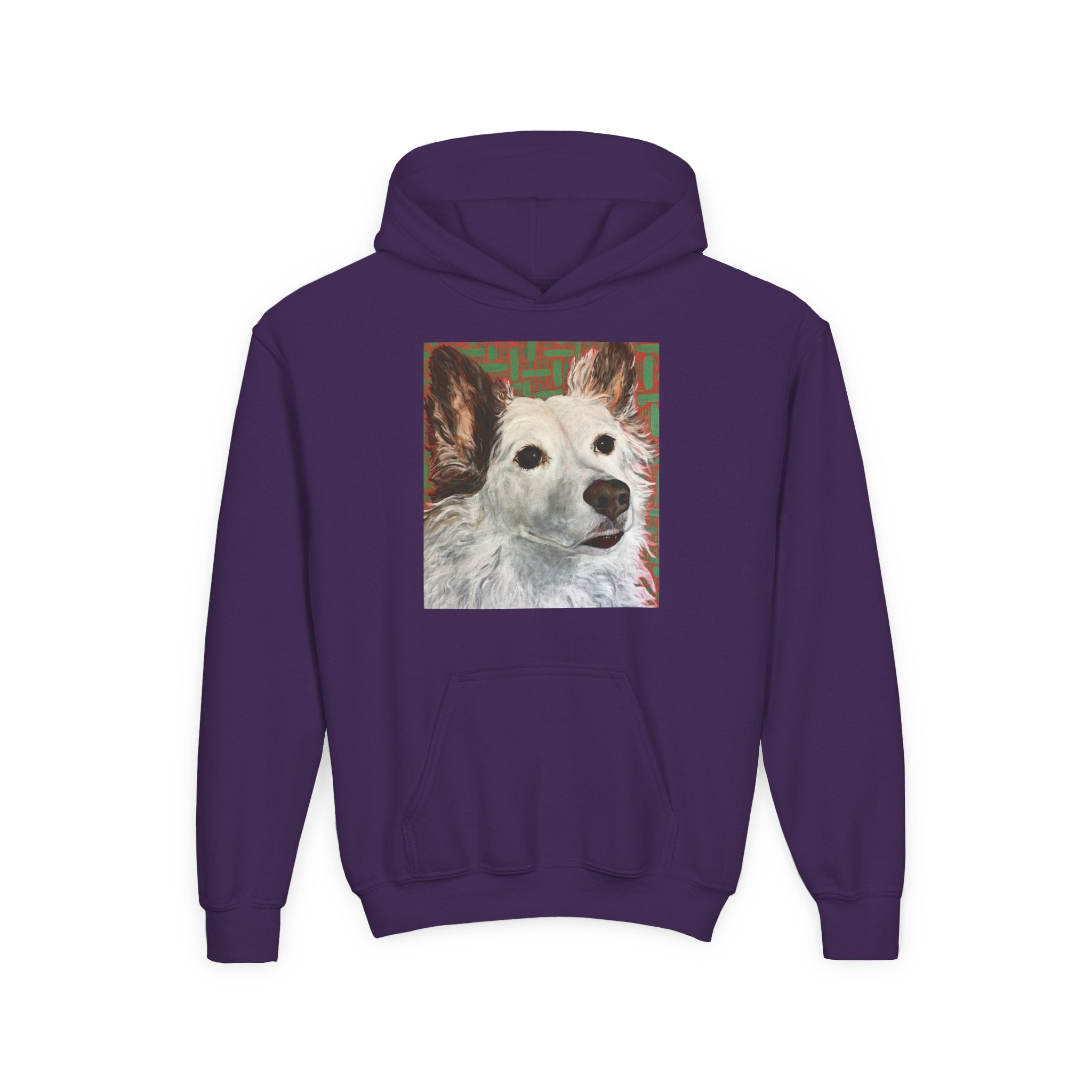 White Dog Portrait Hoodie —  Pullover for Kids