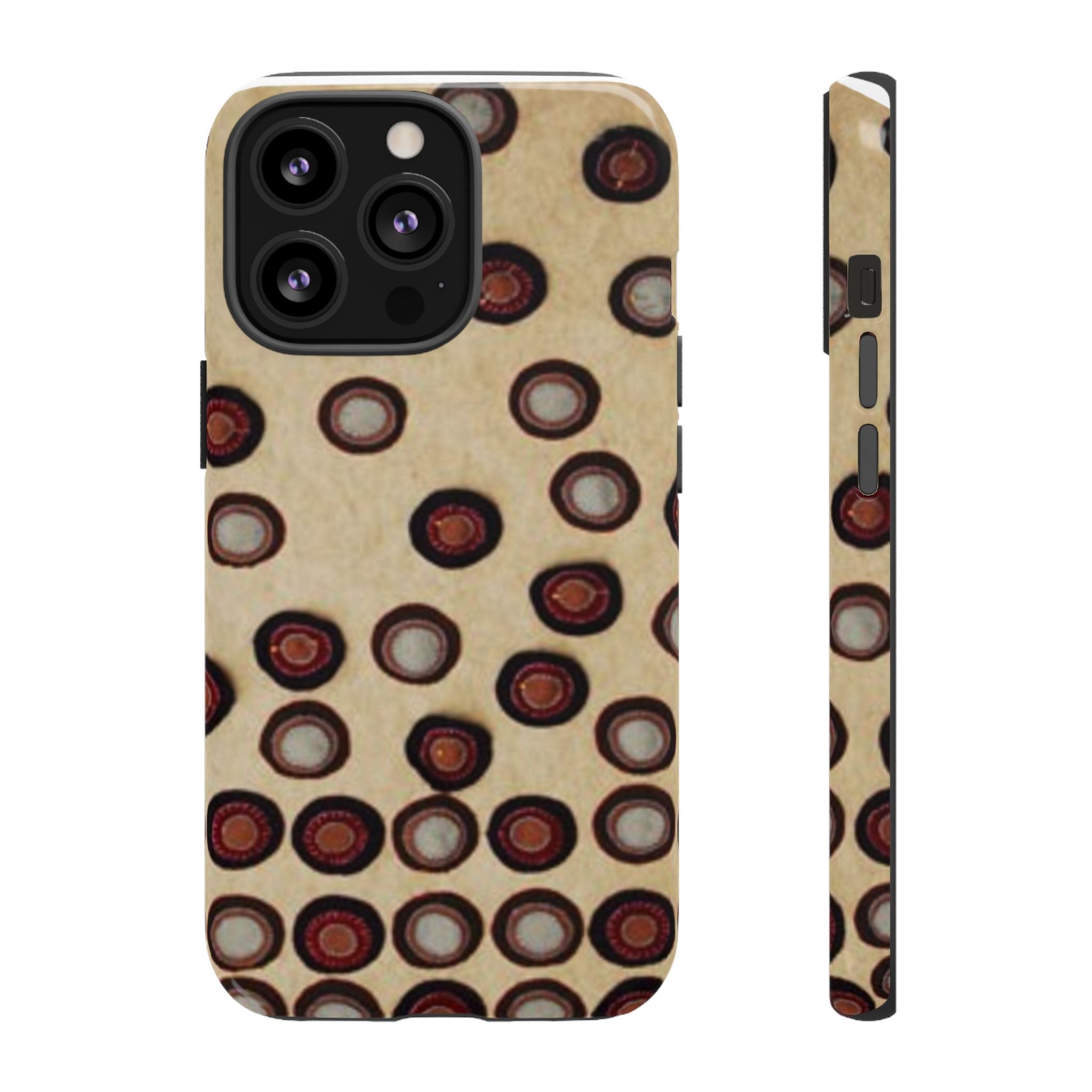 Penny Rug - Retro Dot Pattern Phone Case — Vintage Beige Circles Protective Cover