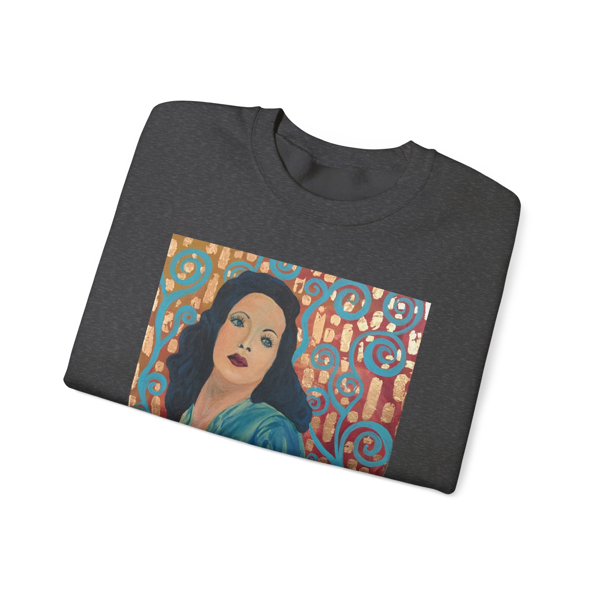 Gene Tierney Portrait Adult Sweatshirt — Painted Pop-Art Vintage Actress Crewneck