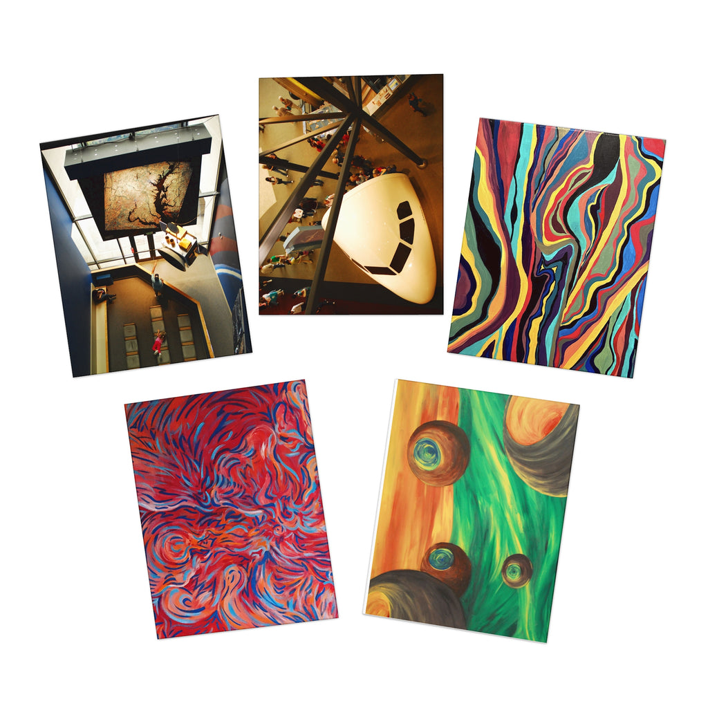 Abstract Art Greeting Cards – 5-Pack Assorted Note Cards (Colorful Swirls & Surreal Photos)