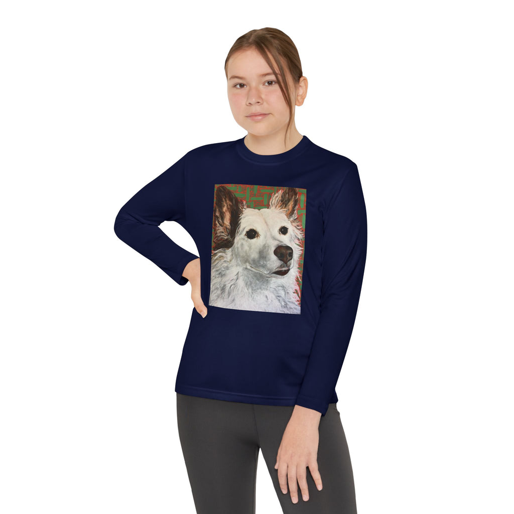 White Dog Portrait - Youth Long Sleeve Tee — White Dog Portrait Kids Shirt