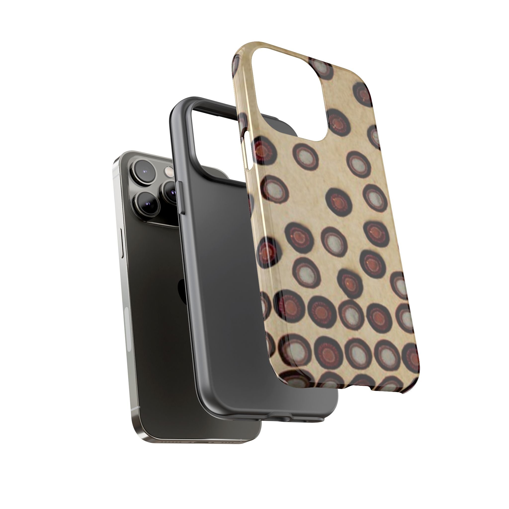 Penny Rug - Retro Dot Pattern Phone Case — Vintage Beige Circles Protective Cover