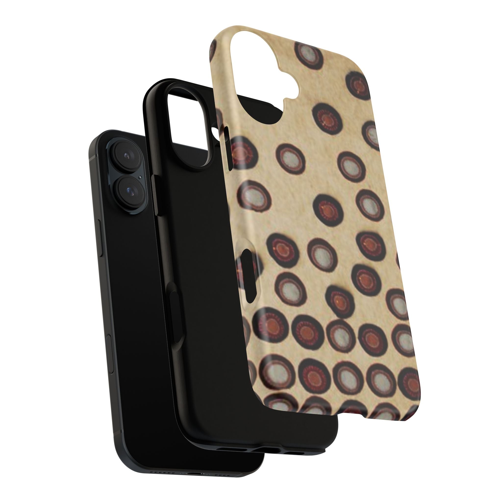 Penny Rug - Retro Dot Pattern Phone Case — Vintage Beige Circles Protective Cover